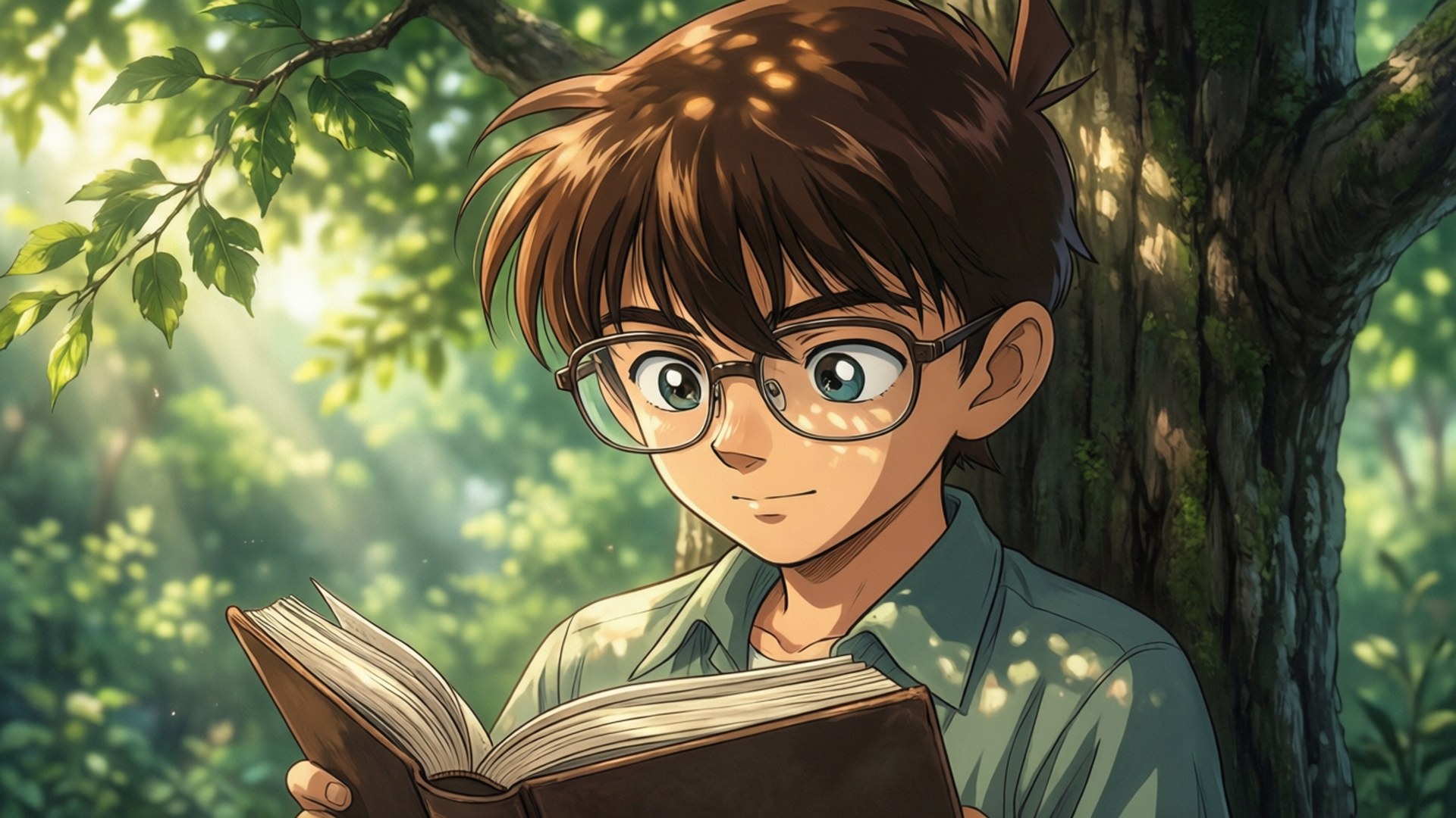 เด็กผู้ชายใส่แว่นอ่านหนังสือ วอลเปเปอร์