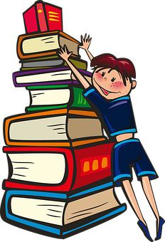 เด็กหญิงปีนกองหนังสือ วอลเปเปอร์
