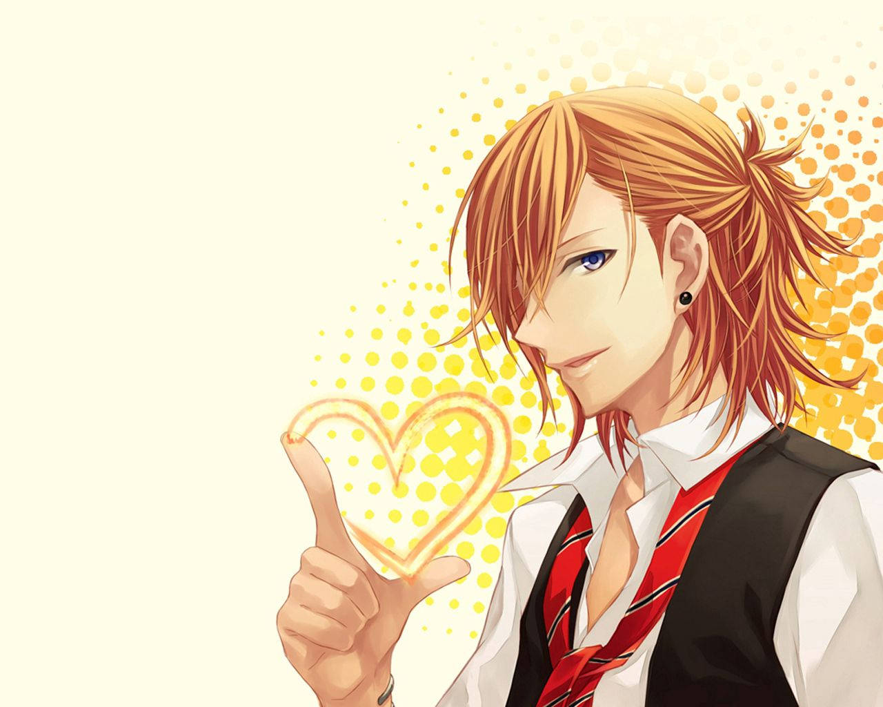 เด็กหนุ่มอนิเมะผมบลอนด์ทำหัวใจด้วยนิ้ว วอลเปเปอร์ HD แอนิเมชัน — หนุ่มอนิเมะ วอลเปเปอร์