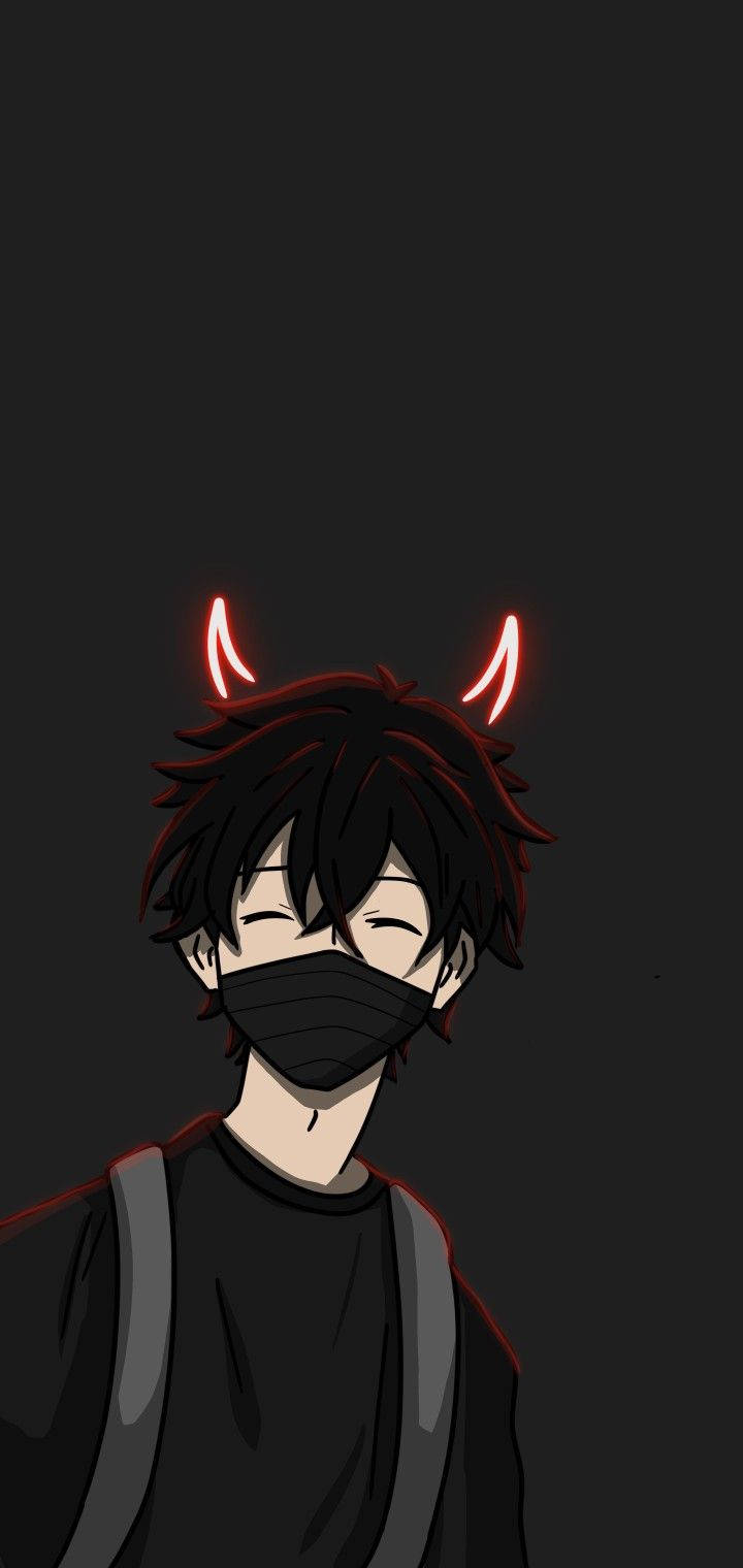 เด็กหนุ่มอนิเมะผมดำมีเขาปีศาจ — อนิเมะมืด GIF วอลเปเปอร์
