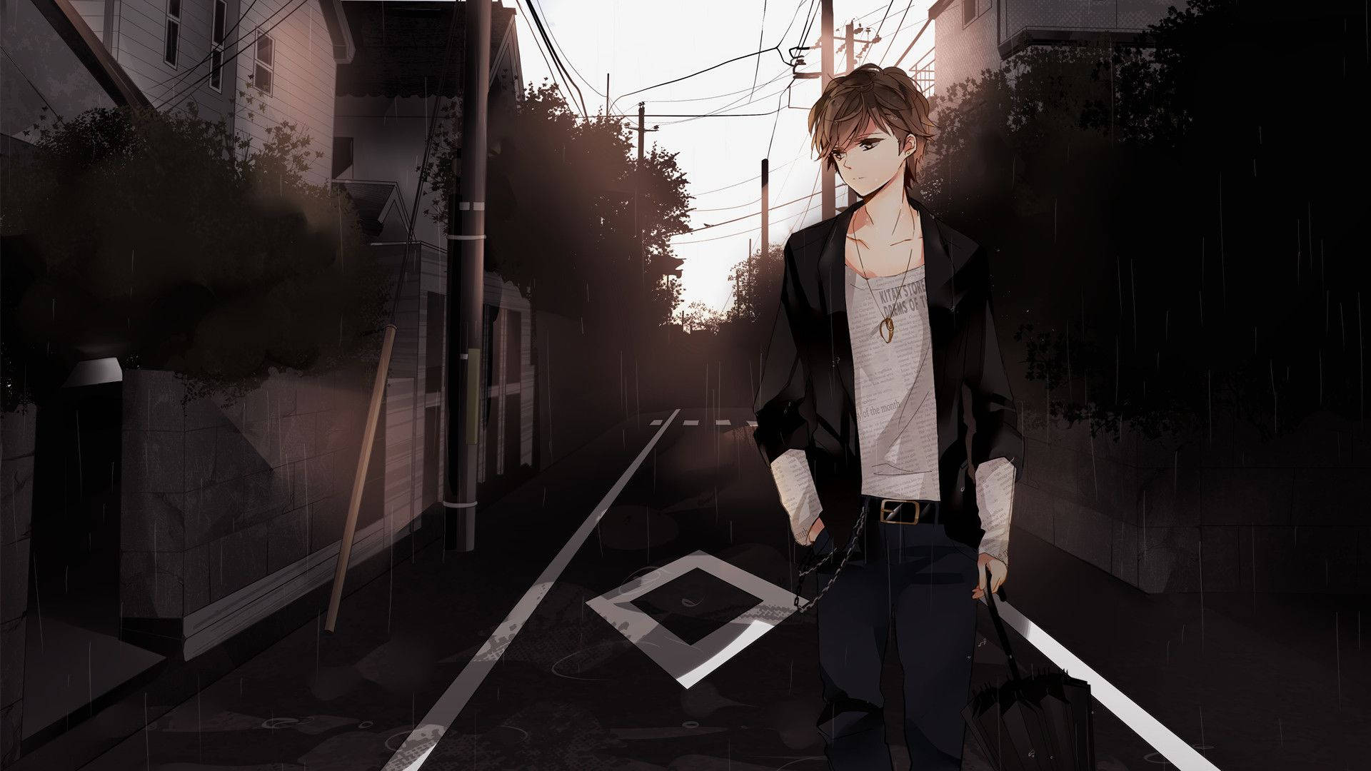 วอลเปเปอร์เด็กหนุ่มอนิเมะเท่ในตรอกมืด — หนุ่มอนิเมะ วอลเปเปอร์