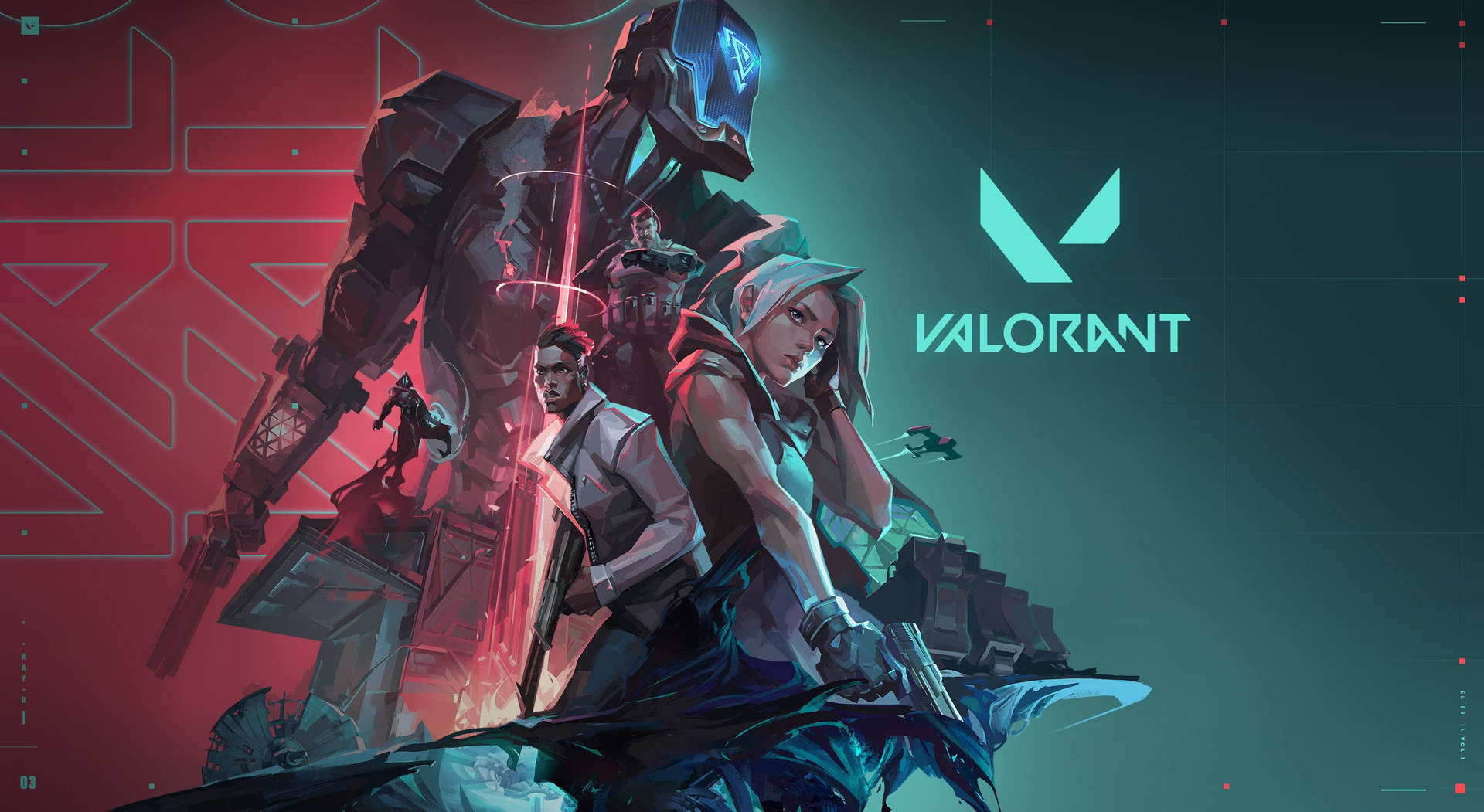 วอลเปเปอร์สีแดงและสีฟ้าคราม Valorant — Valorant วอลเปเปอร์