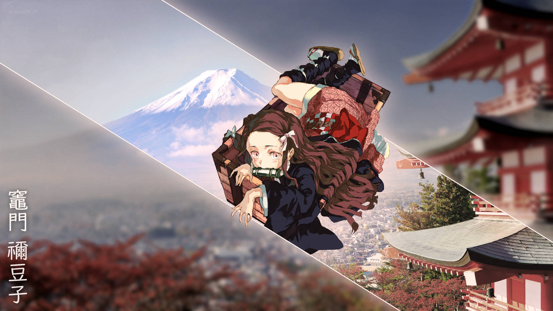 วอลเปเปอร์ Demon Slayer ของคามาโดะ เนซึโกะ นอนอยู่ในกล่องไม้ — ดาบพิฆาตอสูร วอลเปเปอร์
