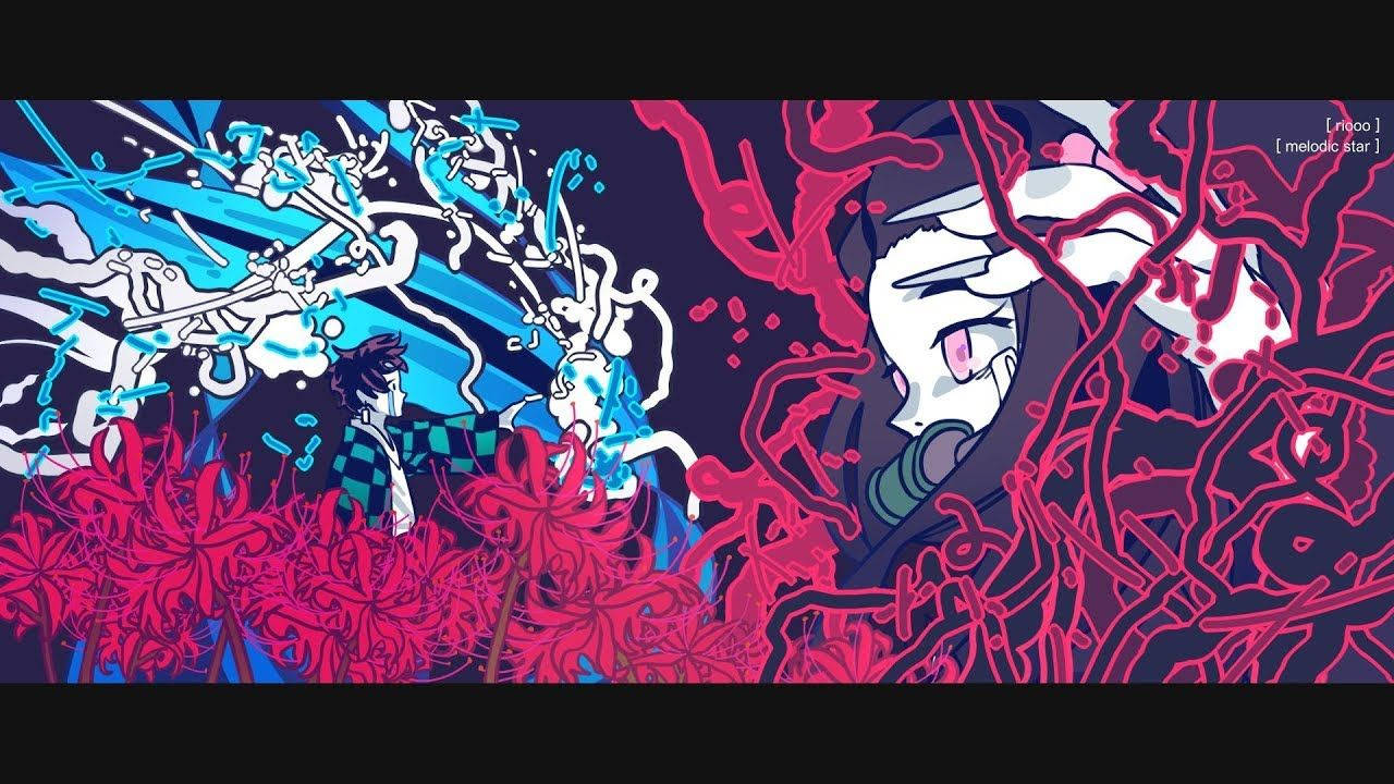วอลเปเปอร์ Demon Slayer ของทันจิโร่และเนซึโกะที่รายล้อมด้วยดอกลิลลี่แมงมุมแดง — ดาบพิฆาตอสูร วอลเปเปอร์