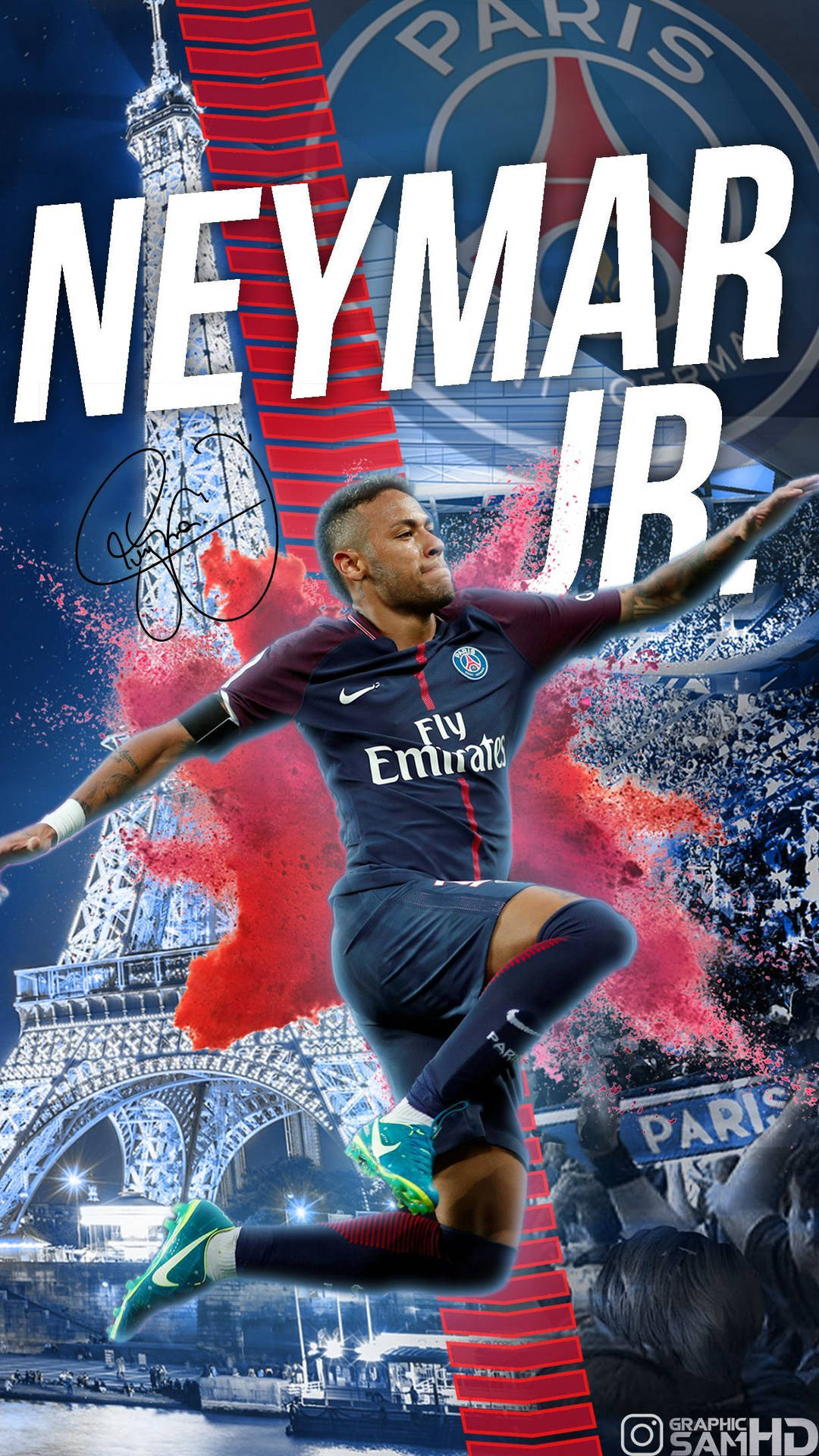 วอลเปเปอร์แฟนอาร์ตเนย์มาร์สีน้ำเงินและแดง — เนย์มาร์ วอลเปเปอร์