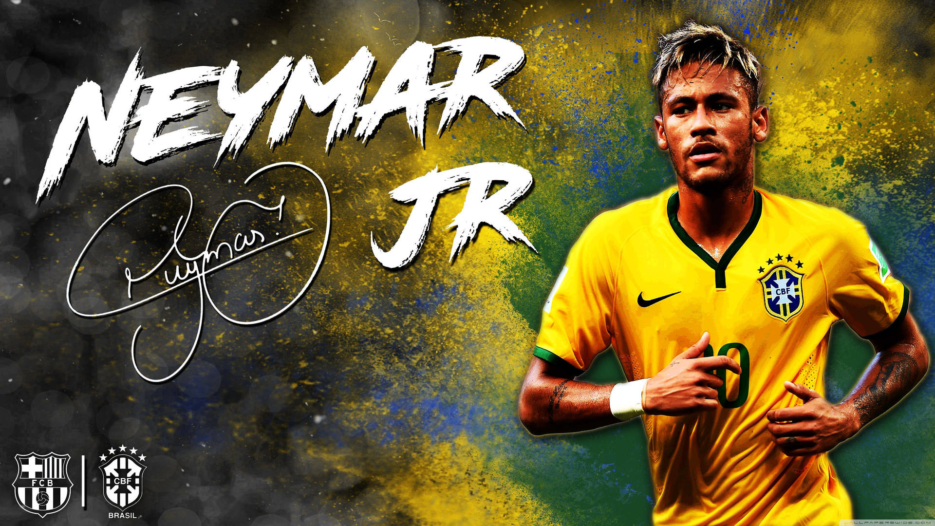 วอลเปเปอร์แฟนอาร์ตเนย์มาร์สีเขียวและเหลือง — เนย์มาร์ วอลเปเปอร์