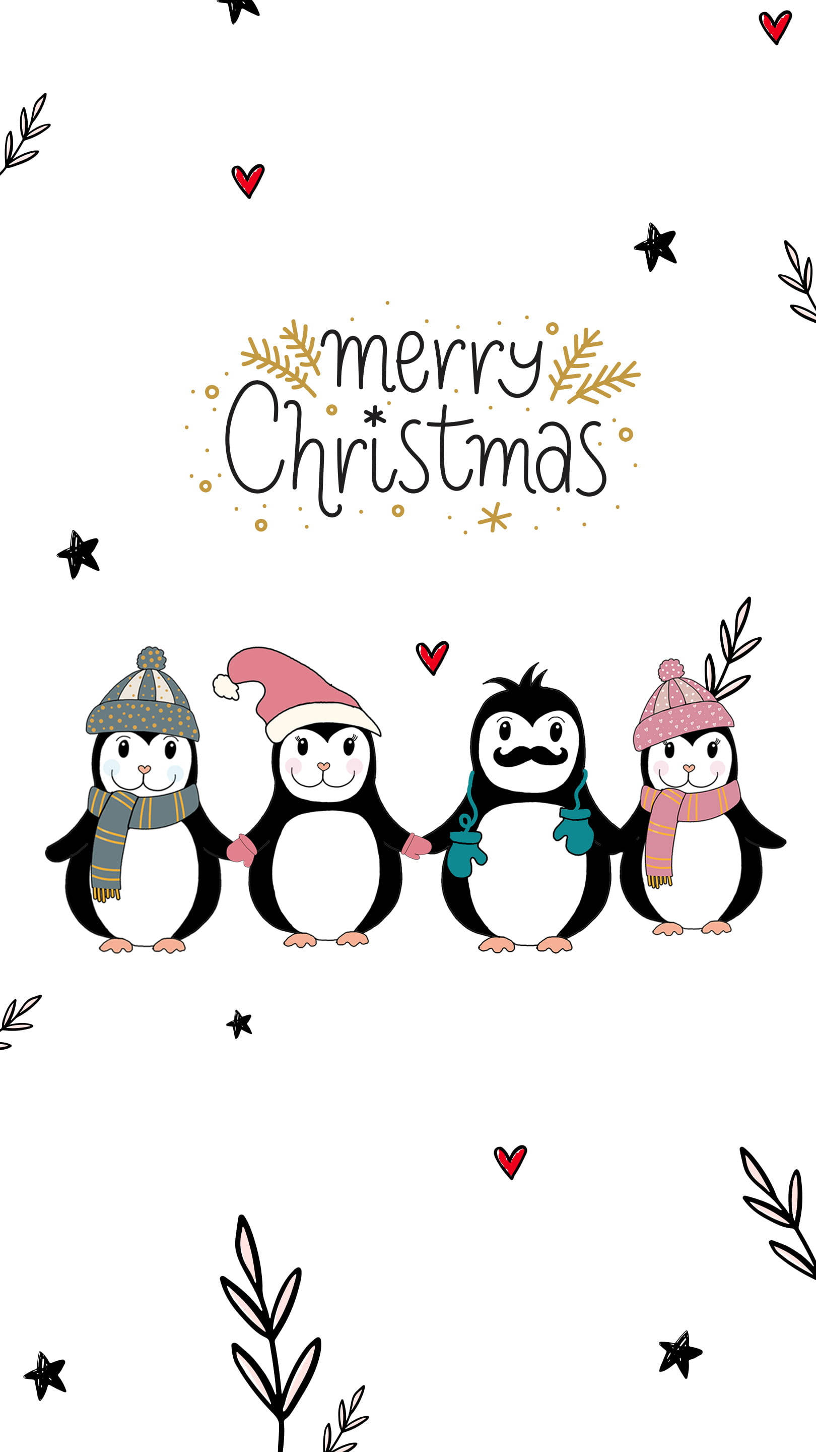 เพนกวินน่ารัก Merry Christmas สำหรับ iPhone วอลเปเปอร์