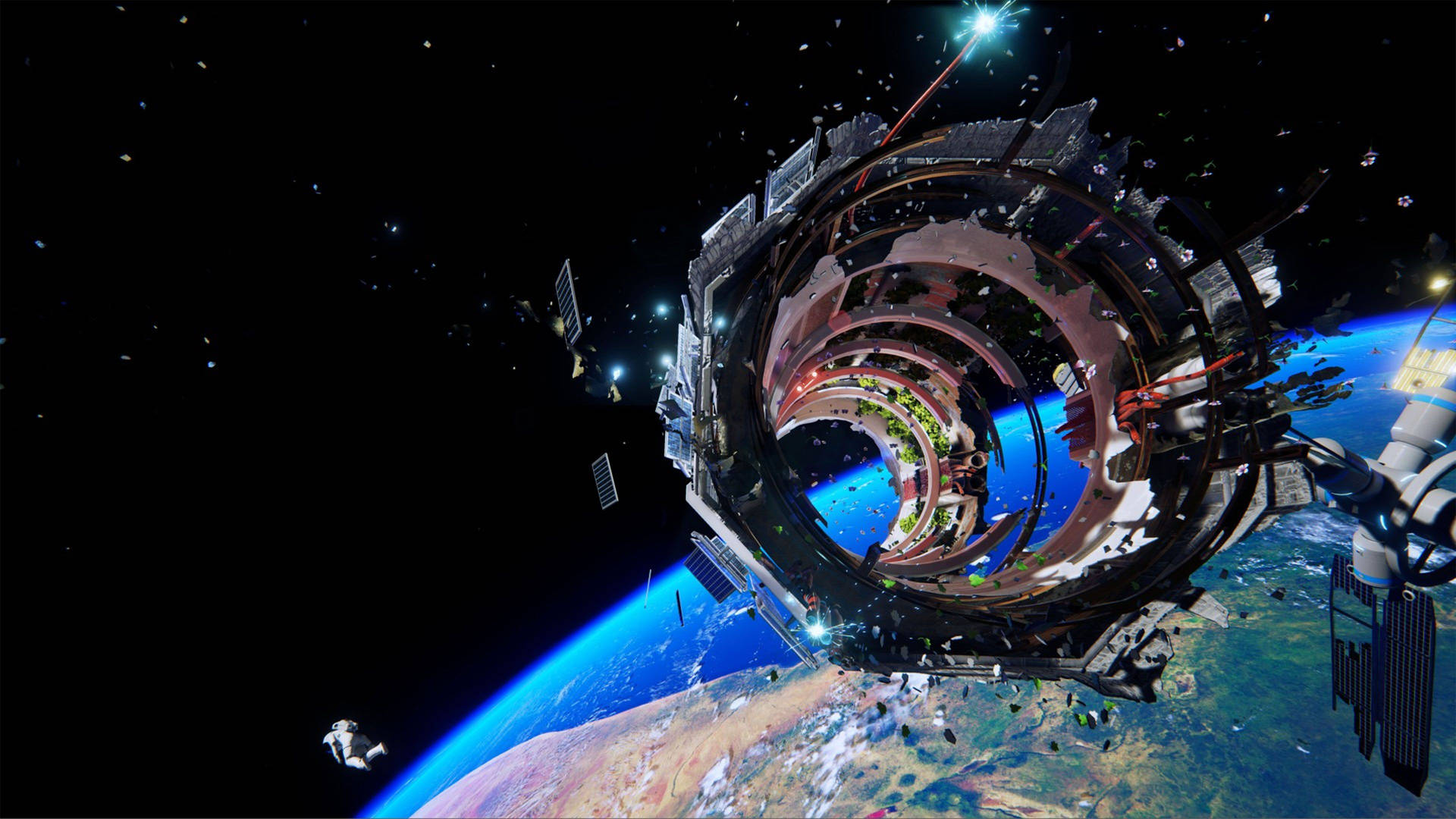 ภาพพื้นหลังดาวเทียมลอยในอวกาศ 4k — อวกาศ วอลเปเปอร์
