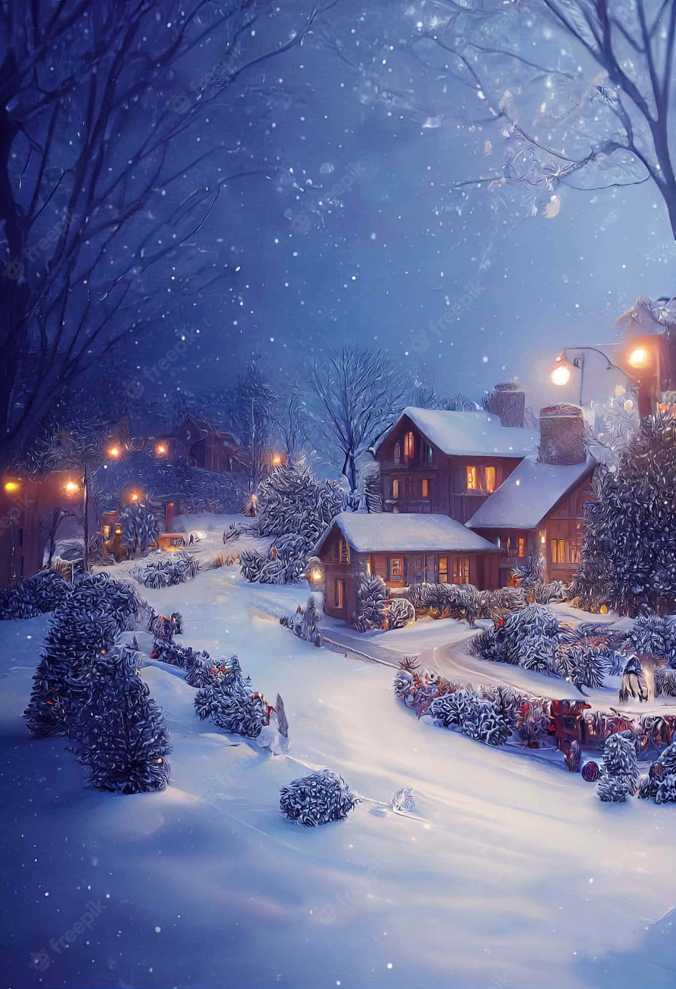 เพลิดเพลินกับทิวทัศน์ที่สวยงามของคริสต์มาส วอลเปเปอร์