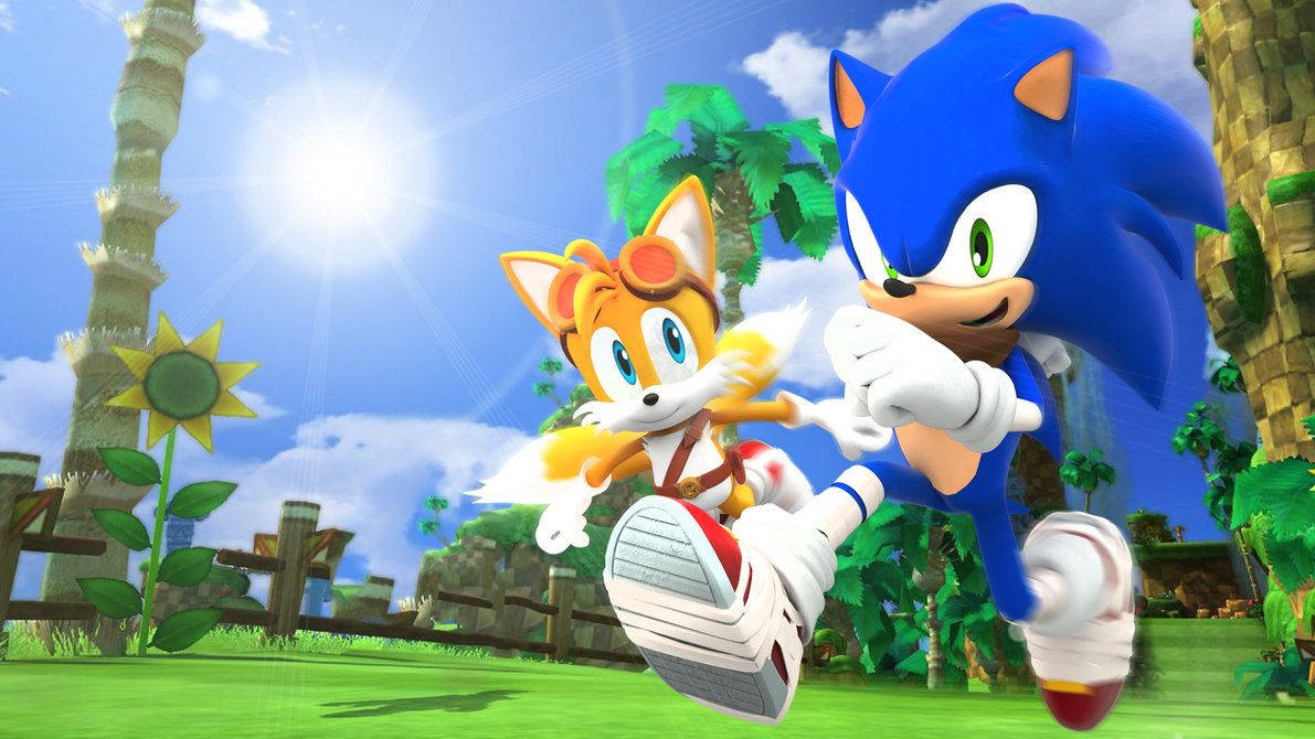 วอลเปเปอร์ Sonic และ Tails วิ่งเล่นในวันที่แดดจ้า — โซนิค วอลเปเปอร์