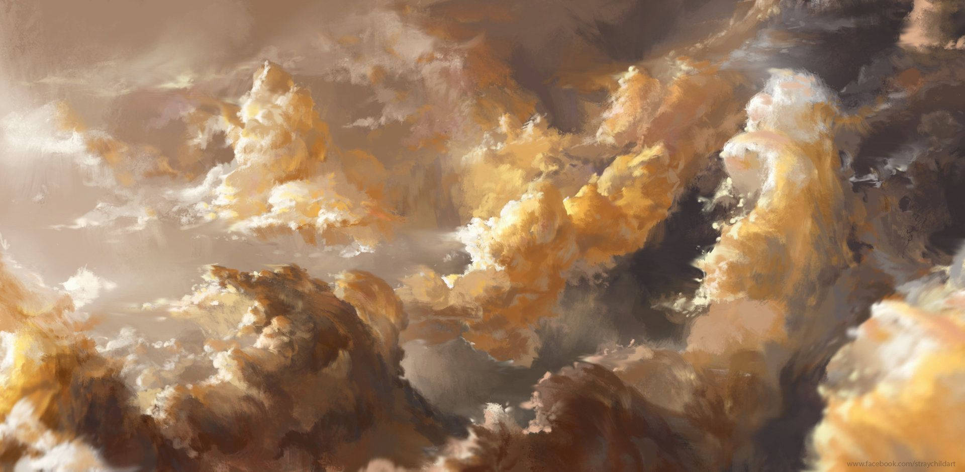 วอลเปเปอร์เมฆสีเหลืองสไตล์อาร์ตสวยงาม — สุนทรียภาพศิลปะ GIF วอลเปเปอร์