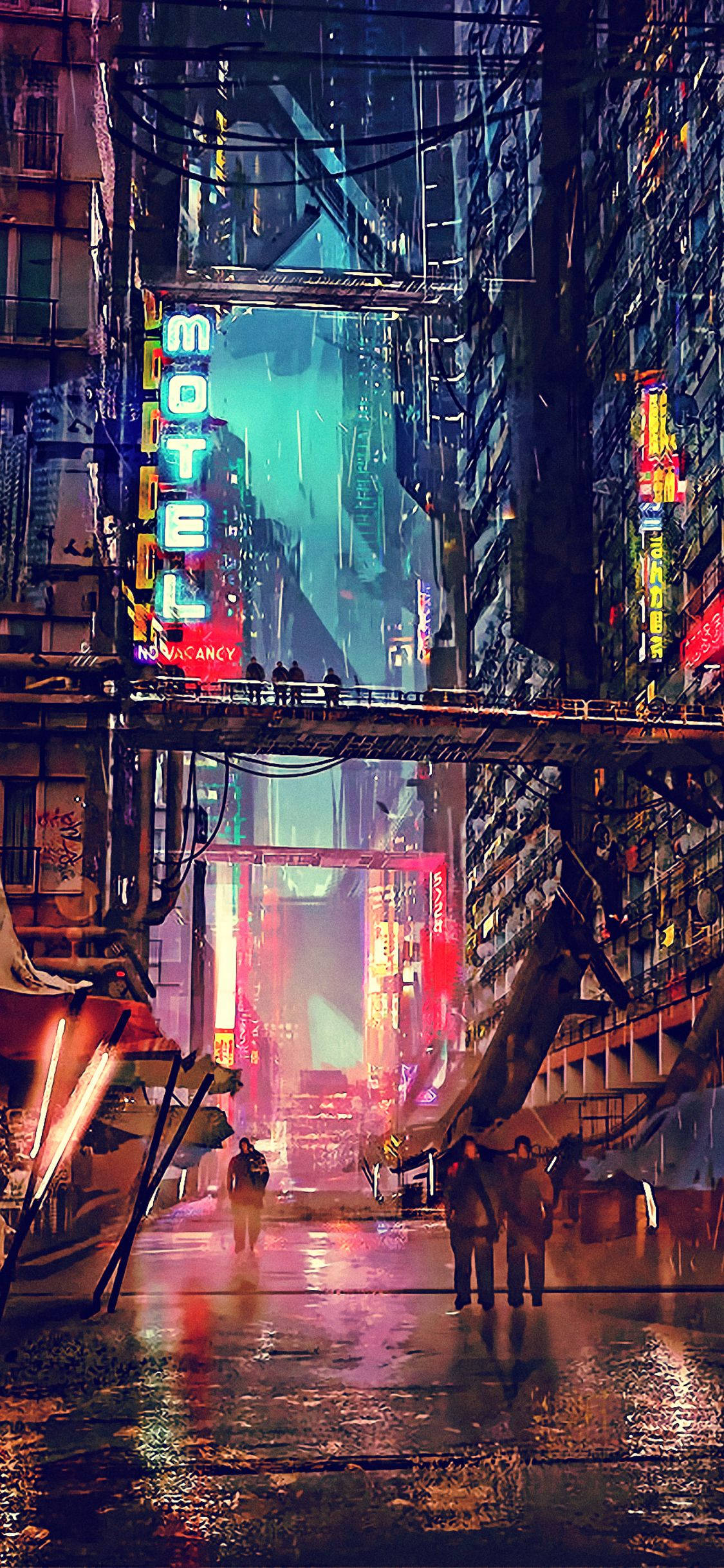 เมืองกลางคืนแห่งอนาคต Cyberpunk 2077 iPhone วอลเปเปอร์