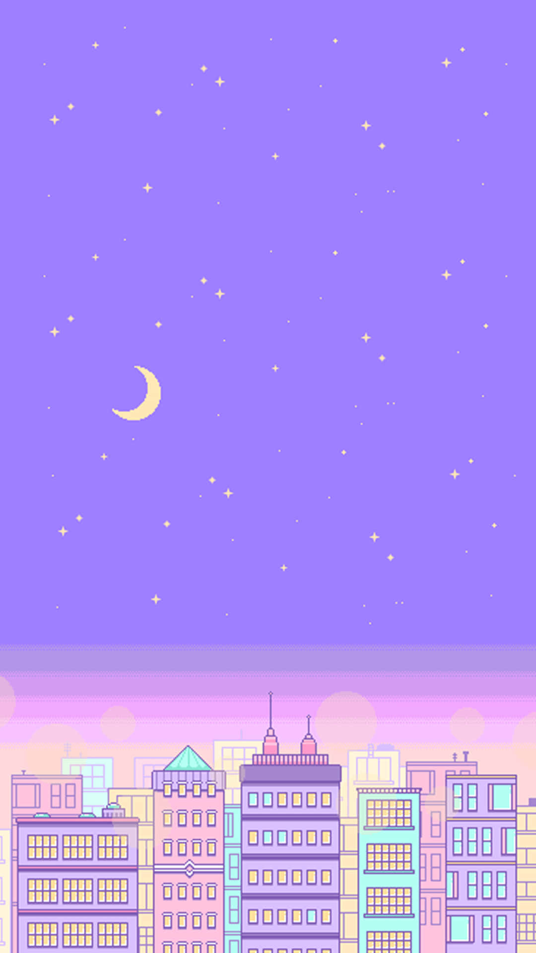 เมืองพิกเซลน่ารักสไตล์สีม่วง — สีม่วงสวยงาม GIF วอลเปเปอร์