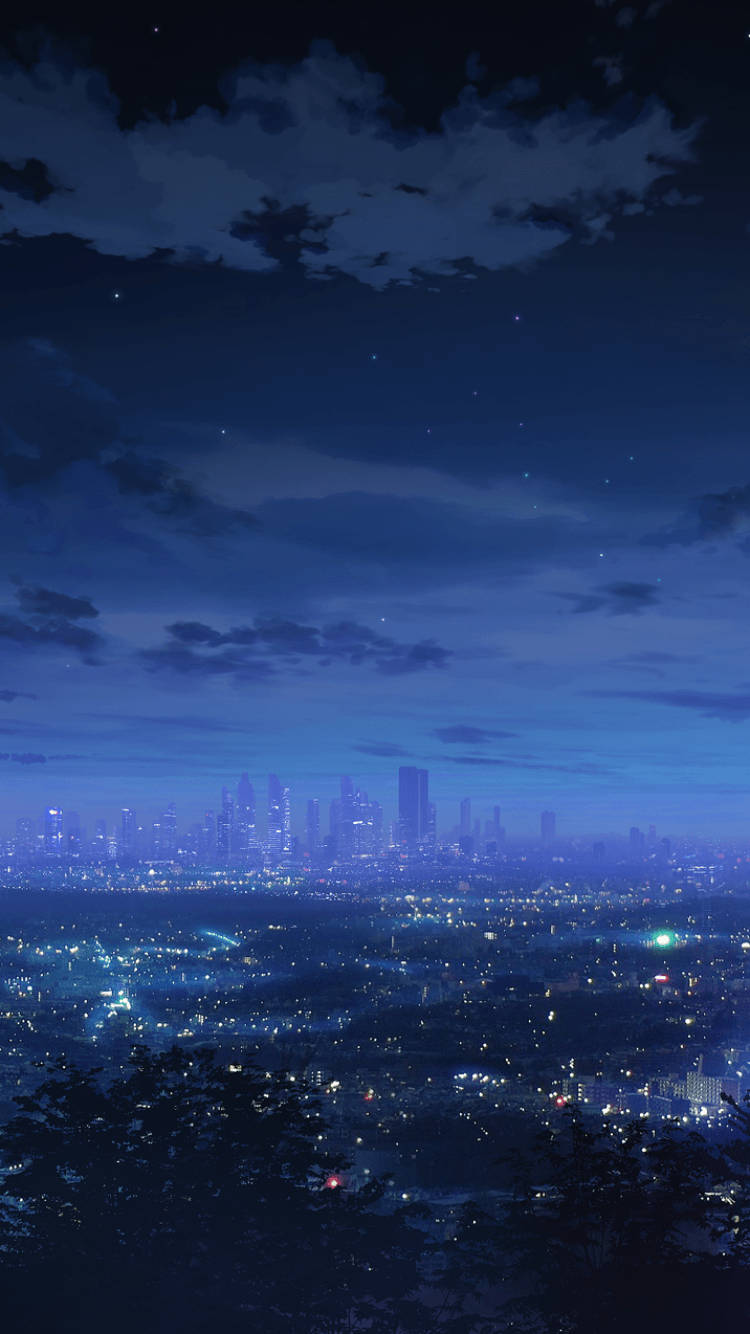 เมืองสวยสไตล์อนิเมะยามค่ำคืน วอลเปเปอร์
