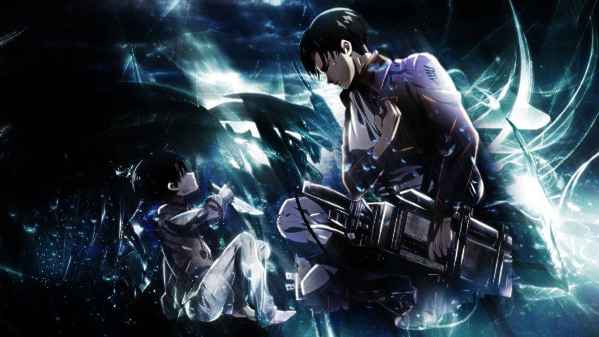เลวีย่อตัวมองดูตัวเองในวัยเด็ก ในวอลเปเปอร์ Attack On Titan — Attack On Titan วอลเปเปอร์