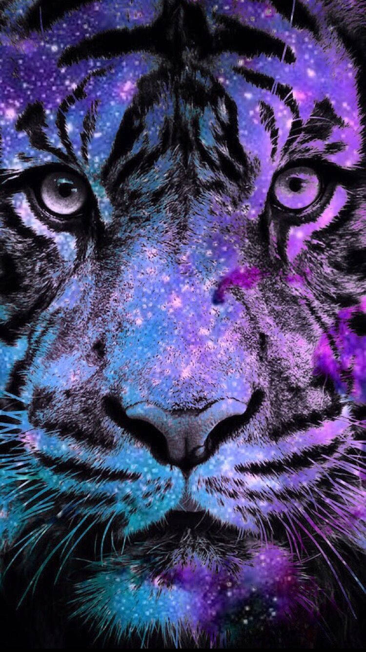 เสือลายดาวสุดเท่ดิจิทัลอาร์ต — สีม่วงสวยงาม GIF วอลเปเปอร์