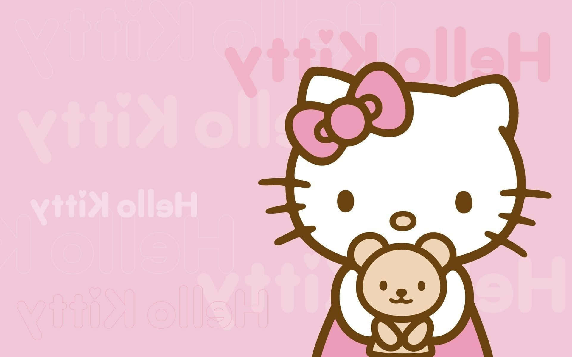 เฮลโลคิตตี้บนพื้นหลังชื่อกลับด้าน วอลเปเปอร์
