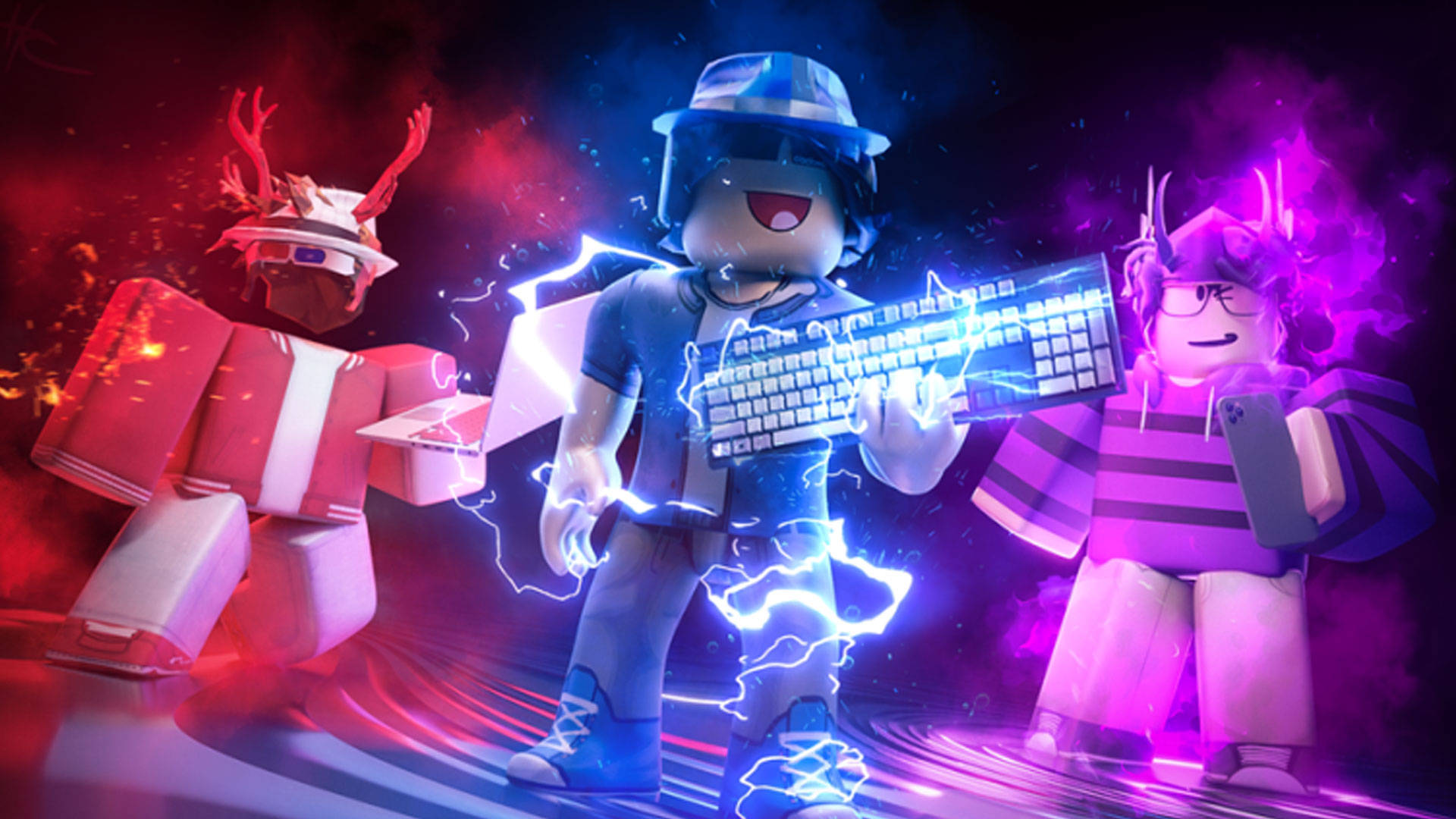 แดง น้ำเงิน และม่วง สุดเท่ Roblox วอลเปเปอร์