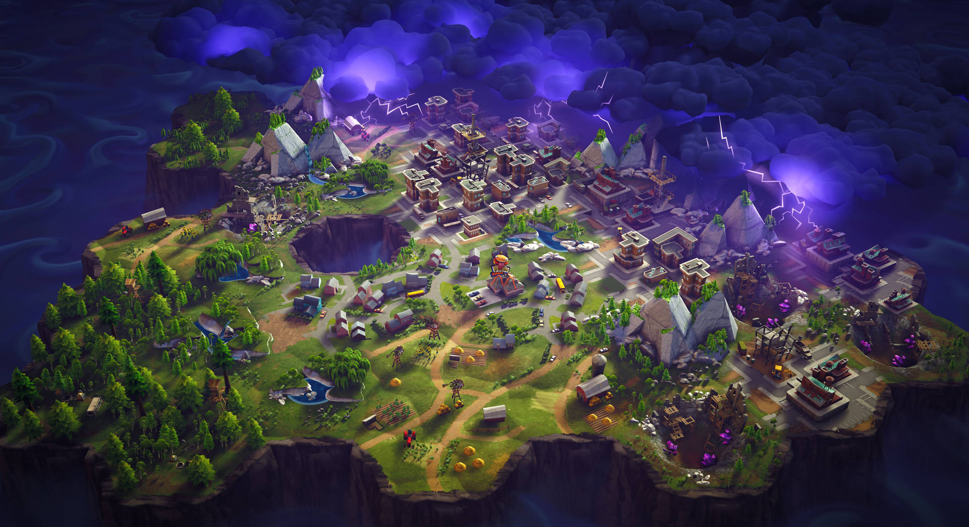 แผนที่ภูมิประเทศในเกม Fortnite วอลเปเปอร์ — ฟอร์ทไนท์ วอลเปเปอร์