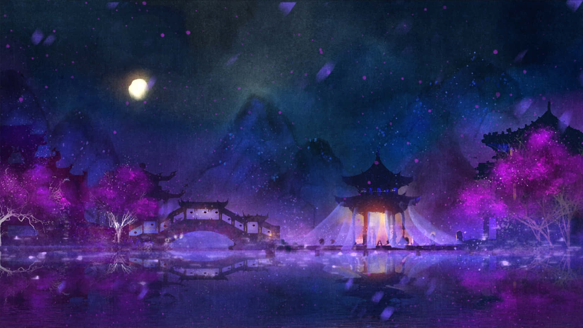 แฟนตาซีเทพนิยาย: พื้นหลังอนิเมสีม่วงอันงดงาม วอลเปเปอร์