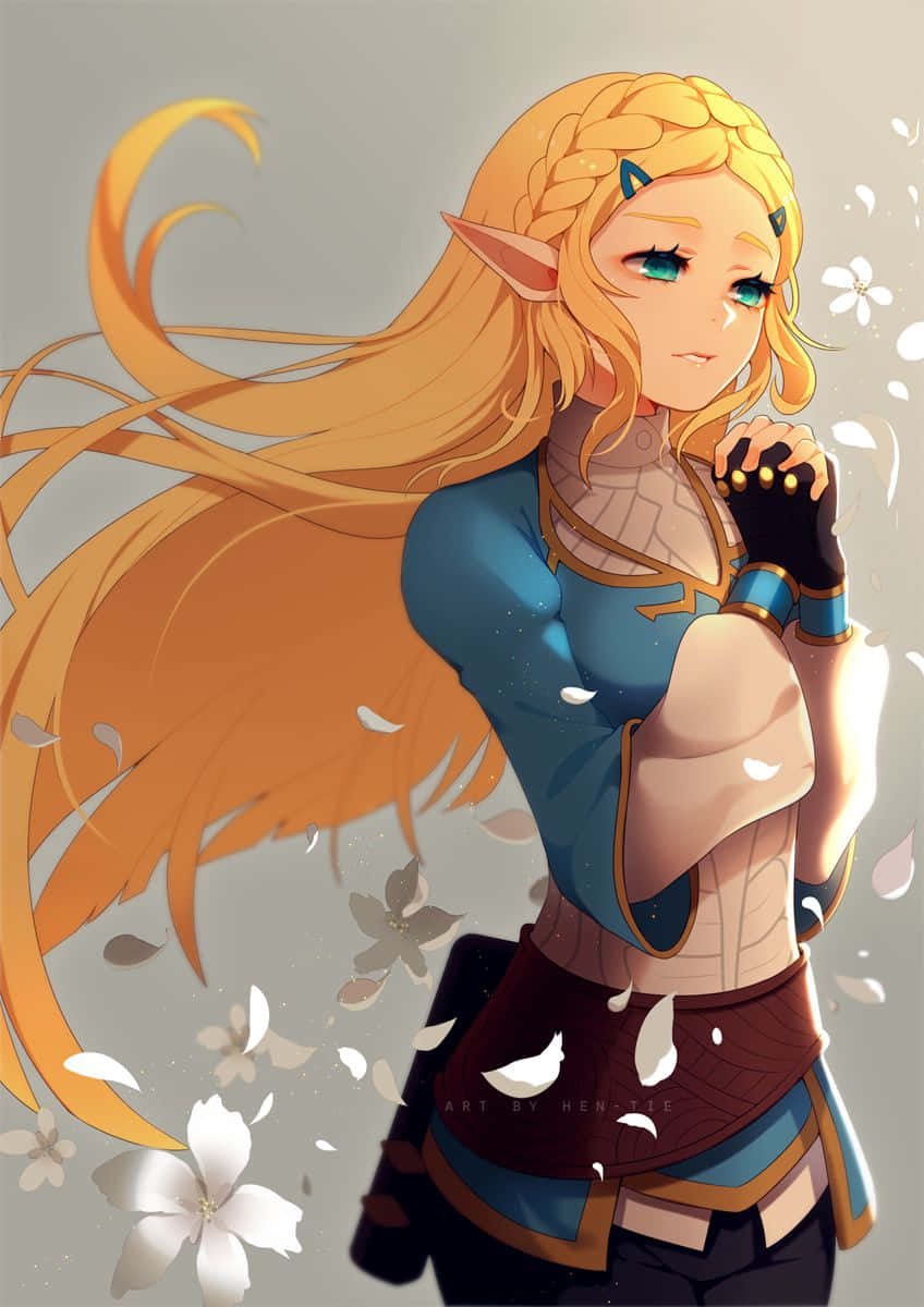 แฟนอาร์ตเจ้าหญิงเซลดา BOTW วาดรูปดอกไม้ วอลเปเปอร์