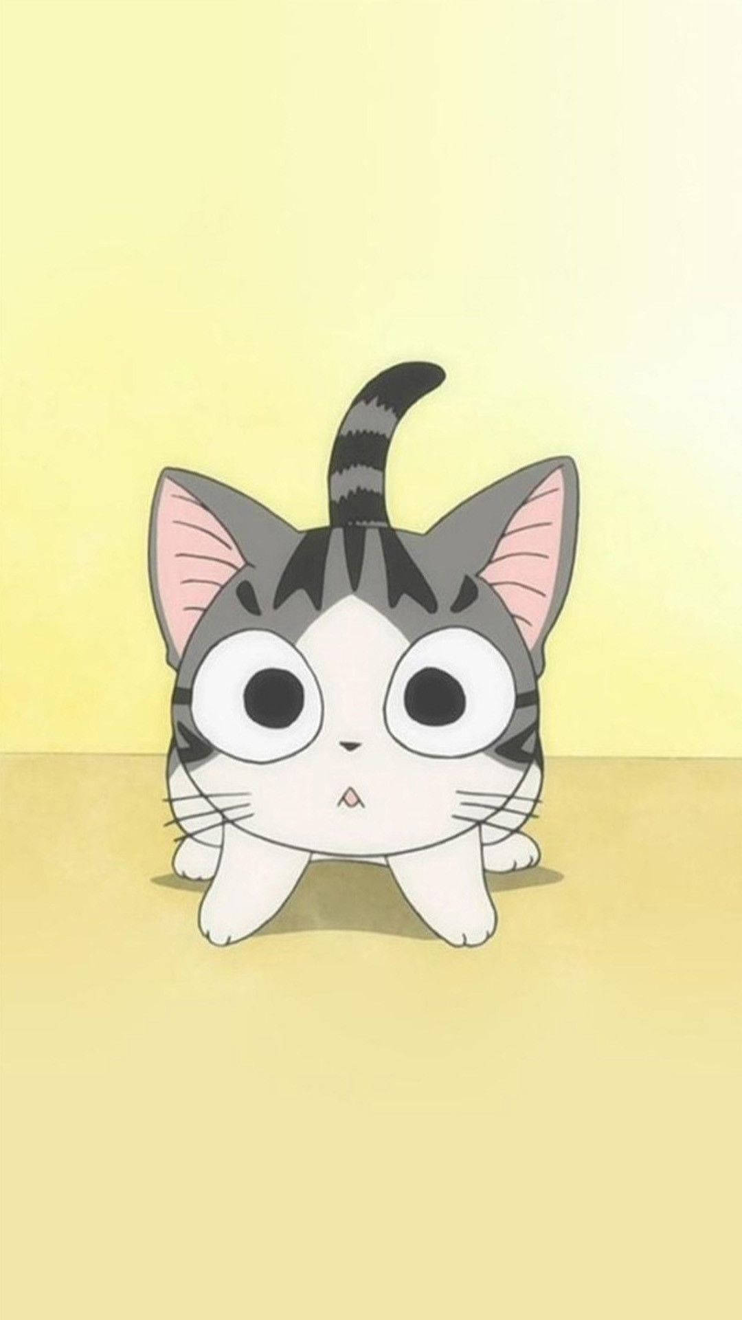 แมวการ์ตูนสีเทาและสีชมพู วอลเปเปอร์