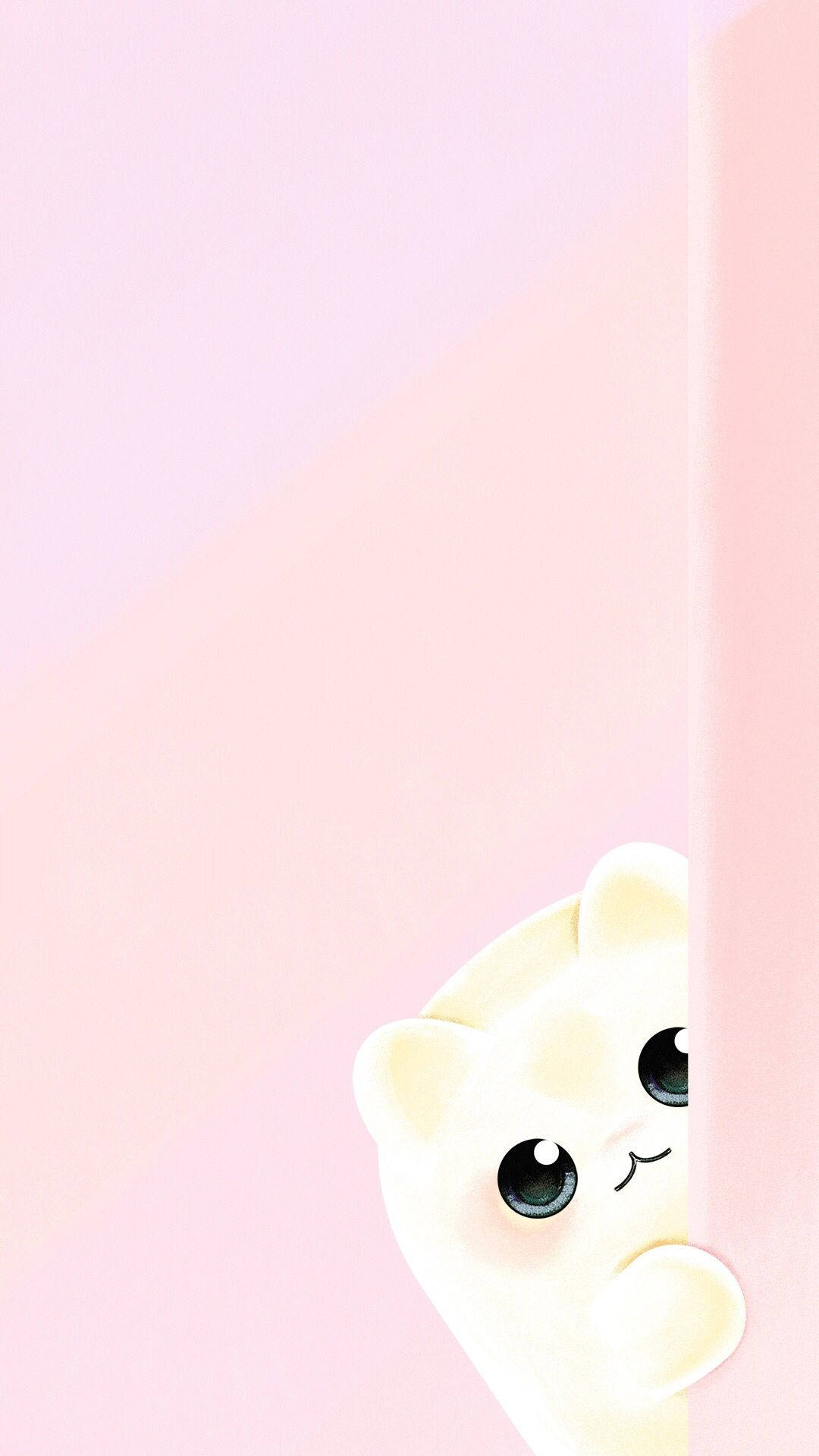 แมวสีชมพูน่ารักแอบมอง วอลเปเปอร์
