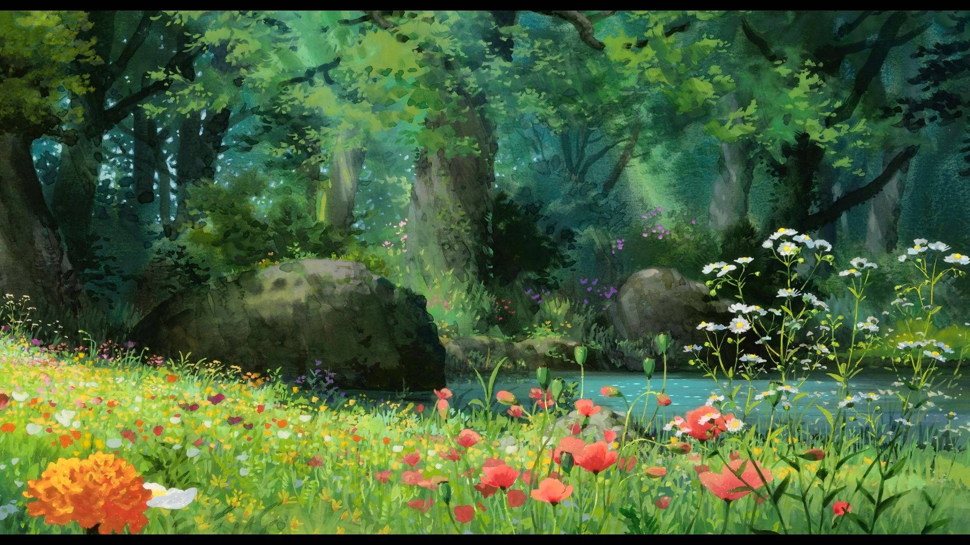 วอลเปเปอร์แม่น้ำในป่าศิลปะสวยงาม — สุนทรียภาพศิลปะ GIF วอลเปเปอร์