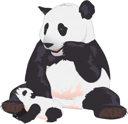 แม่แพนด้ากับลูกแพนด้ากำลังกอดกัน วอลเปเปอร์