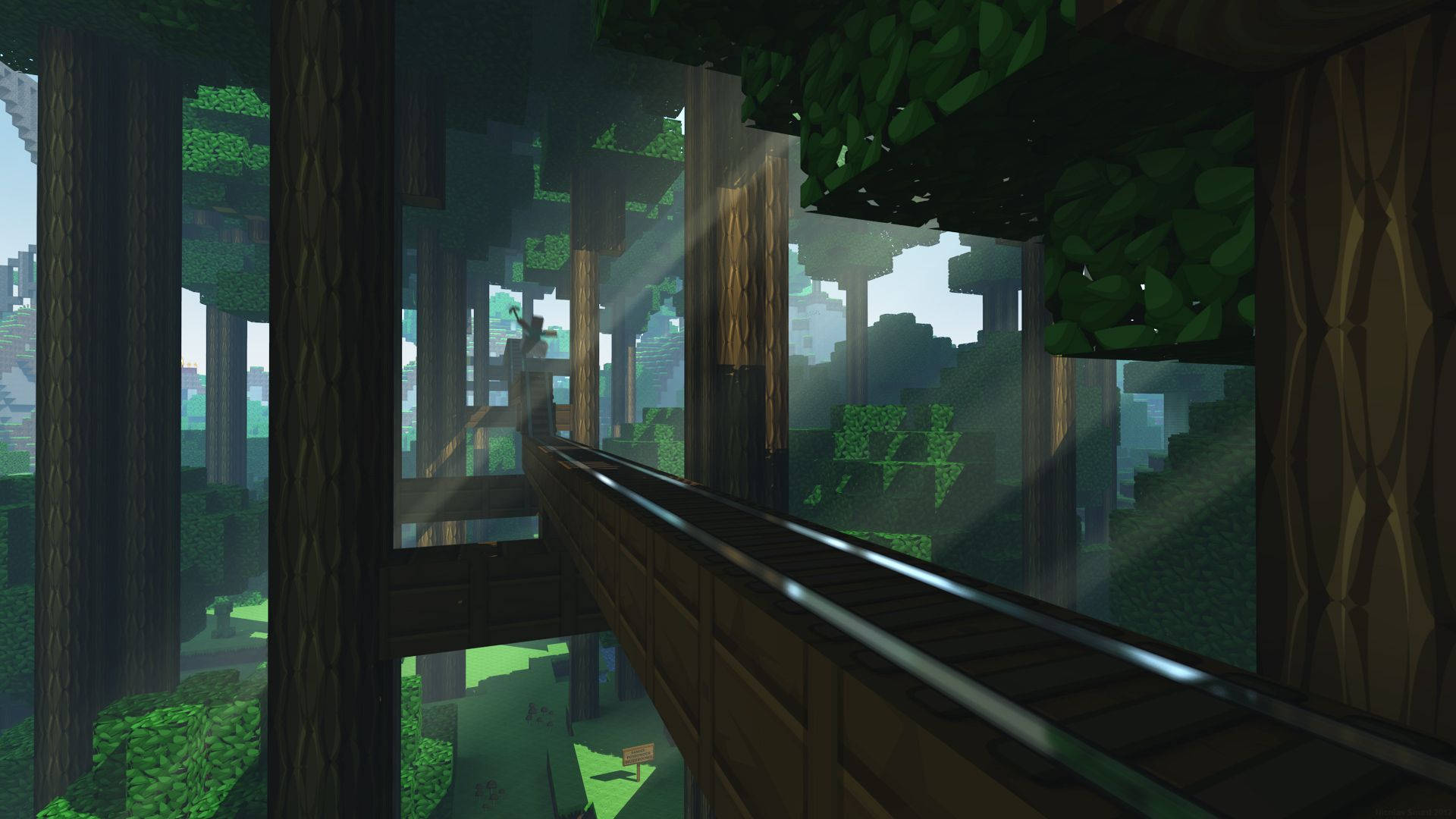 วอลเปเปอร์ HD ป่า Minecraft แสงอาทิตย์สาดส่อง — มายคราฟ วอลเปเปอร์