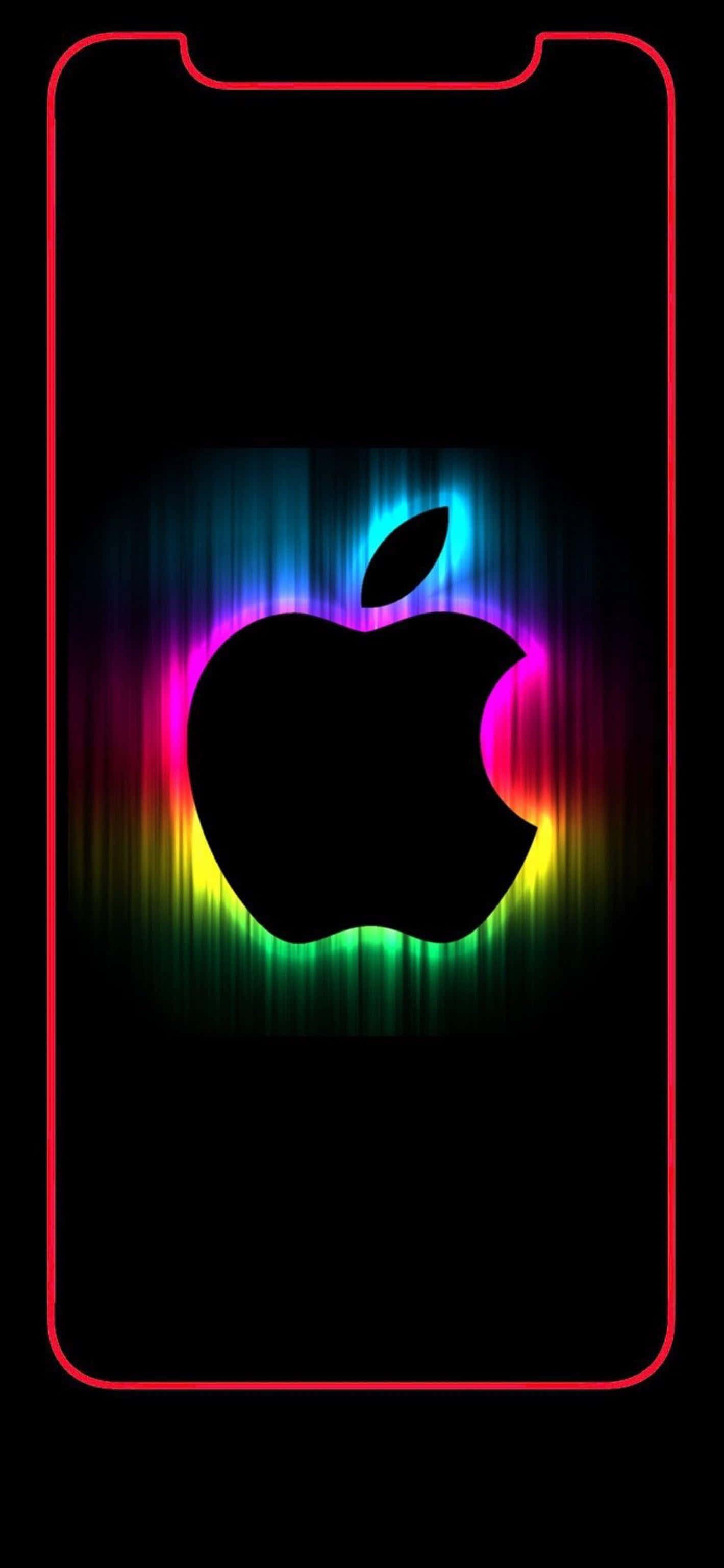 แอปเปิ้ลเรนโบว์นีออน iPhone HD สุดเจ๋ง วอลเปเปอร์