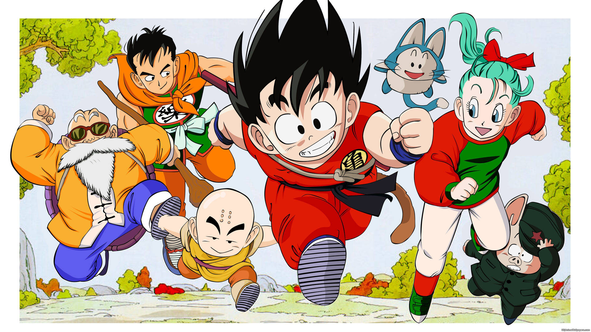 ซังโกคูวัยเด็กและตัวละครดราก้อนบอล Z อื่นๆ วิ่งบนดาวนาเม็ก — ดราก้อนบอล วอลเปเปอร์