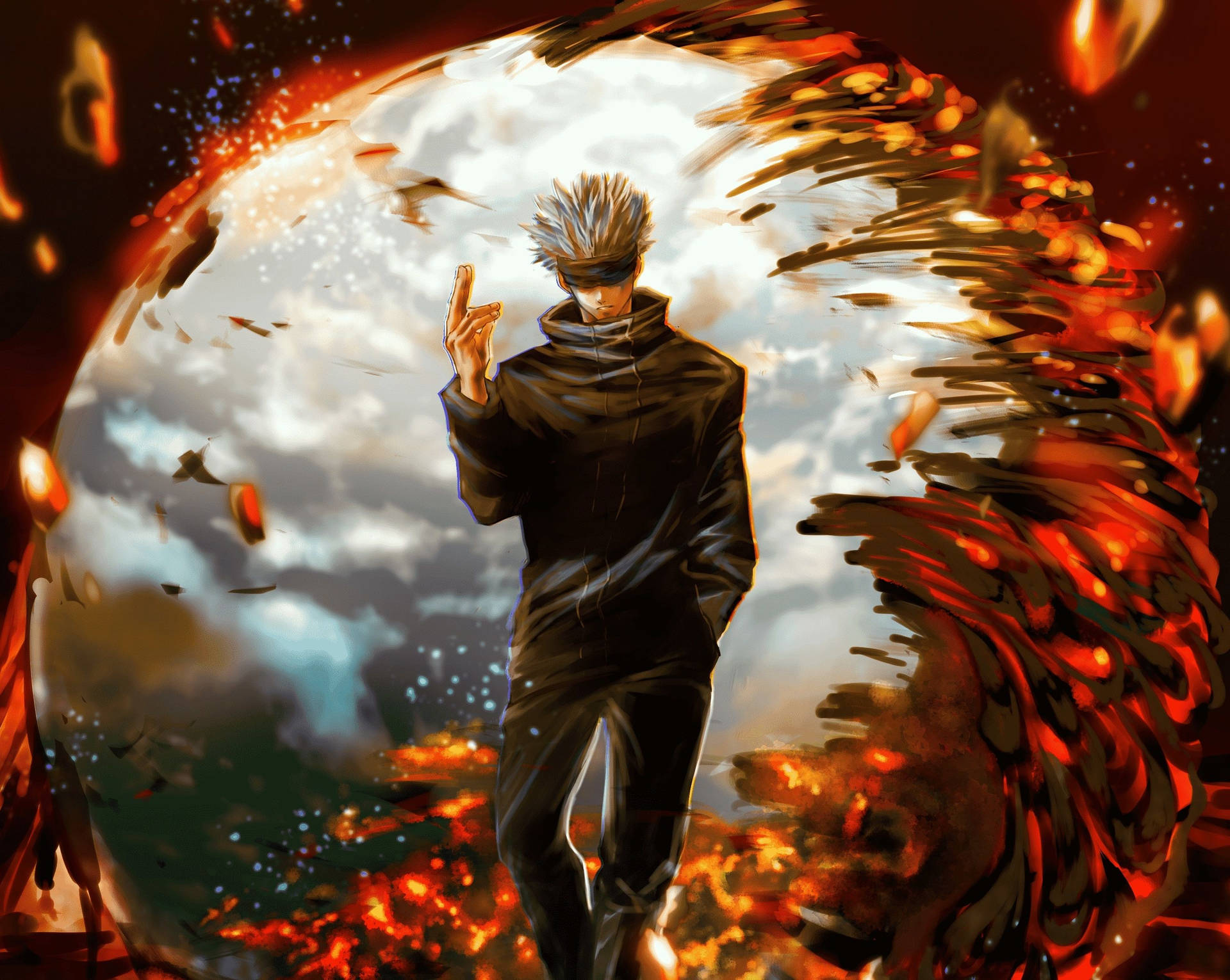 วอลเปเปอร์อนิเมะ Jujutsu Kaisen ซาโตรุ โกโจ กับลาวา — จูจุสึไคเซ็น วอลเปเปอร์