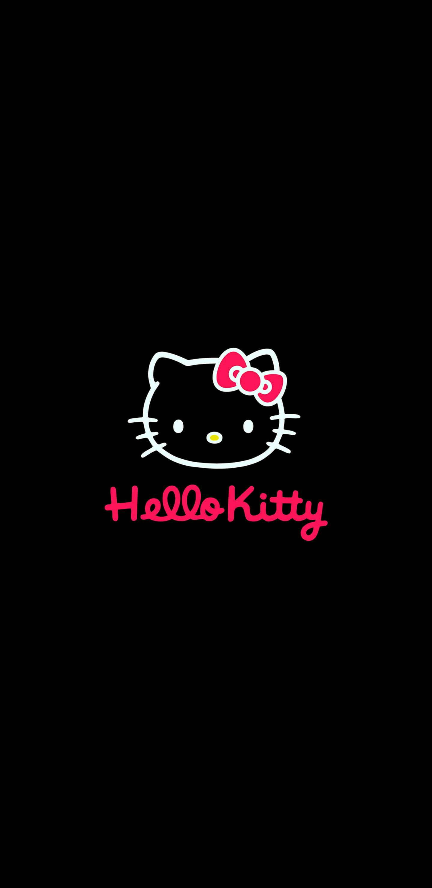 โครงร่างหน้า Hello Kitty สีดำ วอลเปเปอร์