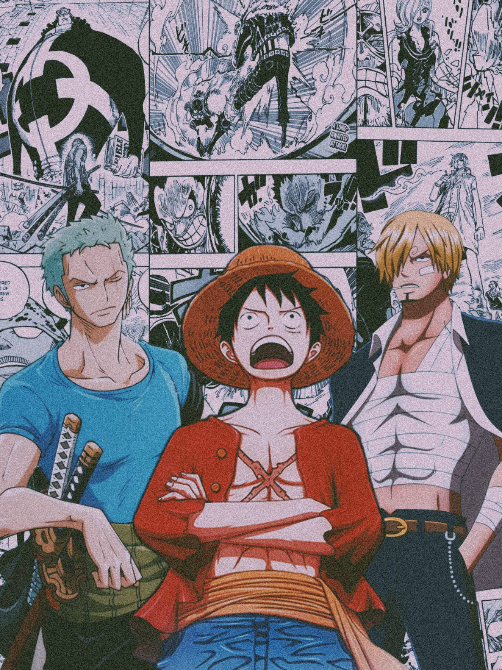 โซโล ซันจิ และลูฟี่ สไตล์อาร์ต วอลเปเปอร์