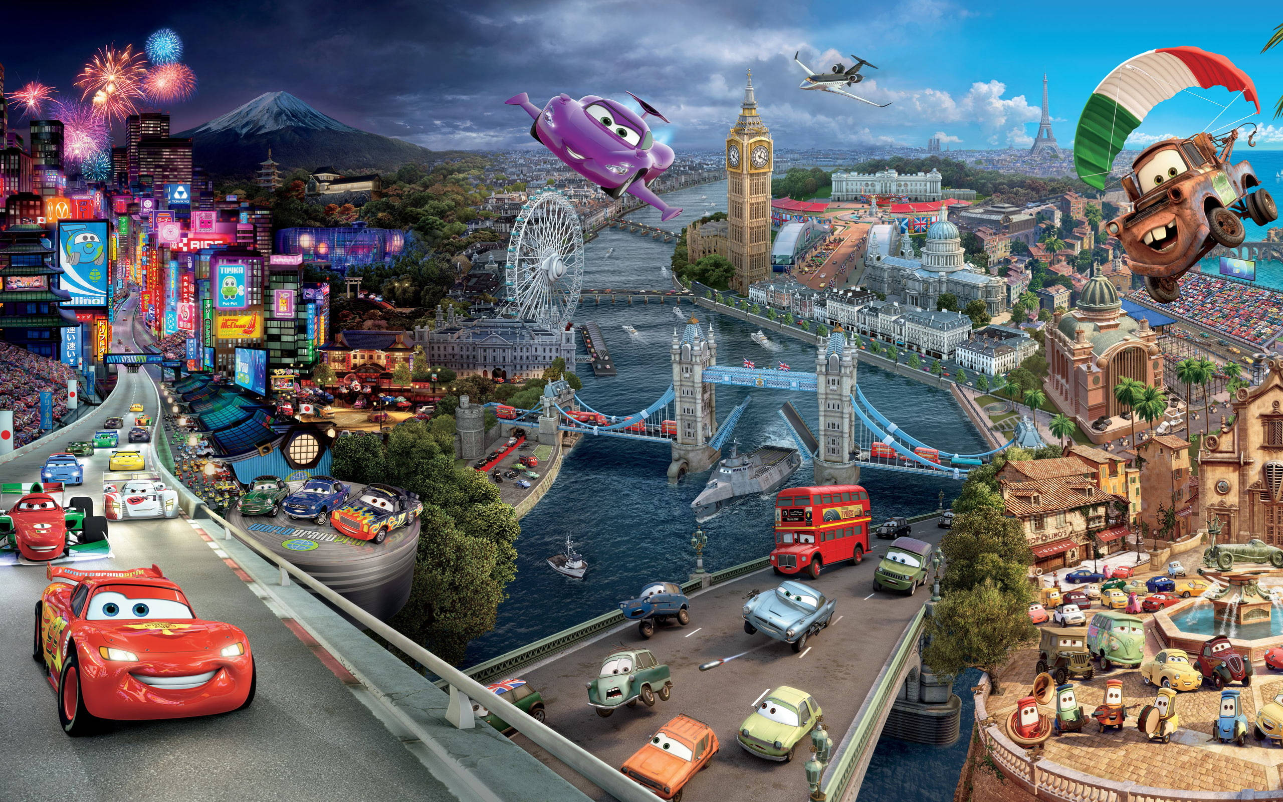 โตเกียว ลอนดอน ปารีส ปอร์โตคอร์ซา Cars 2 วอลเปเปอร์