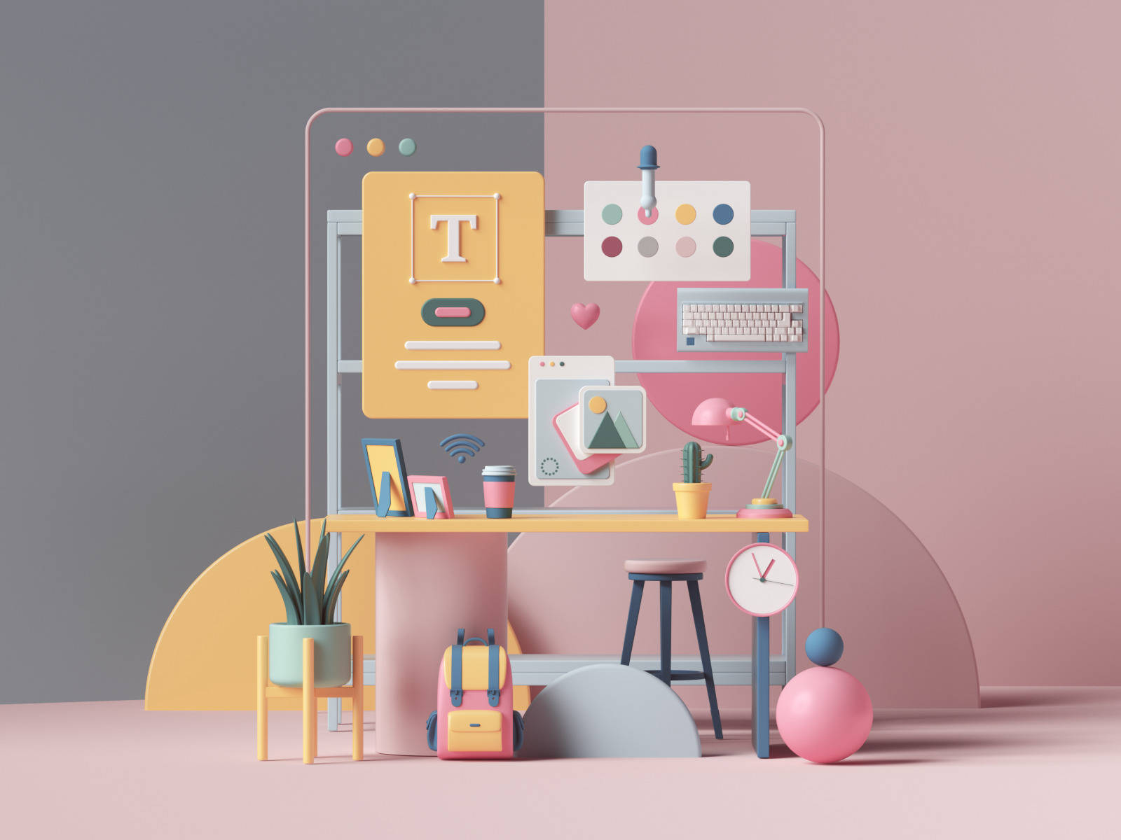 โทรศัพท์ 3D น่ารัก ชุดออฟฟิศสีพาสเทล — น่ารัก สวยงาม GIF วอลเปเปอร์
