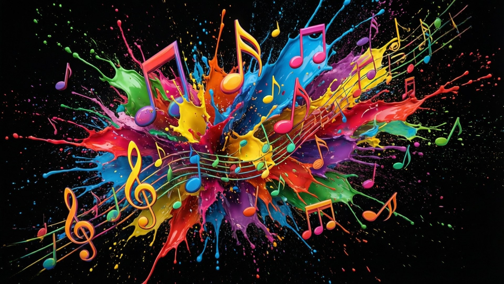 โน้ตเพลงสีสันสดใส วอลเปเปอร์