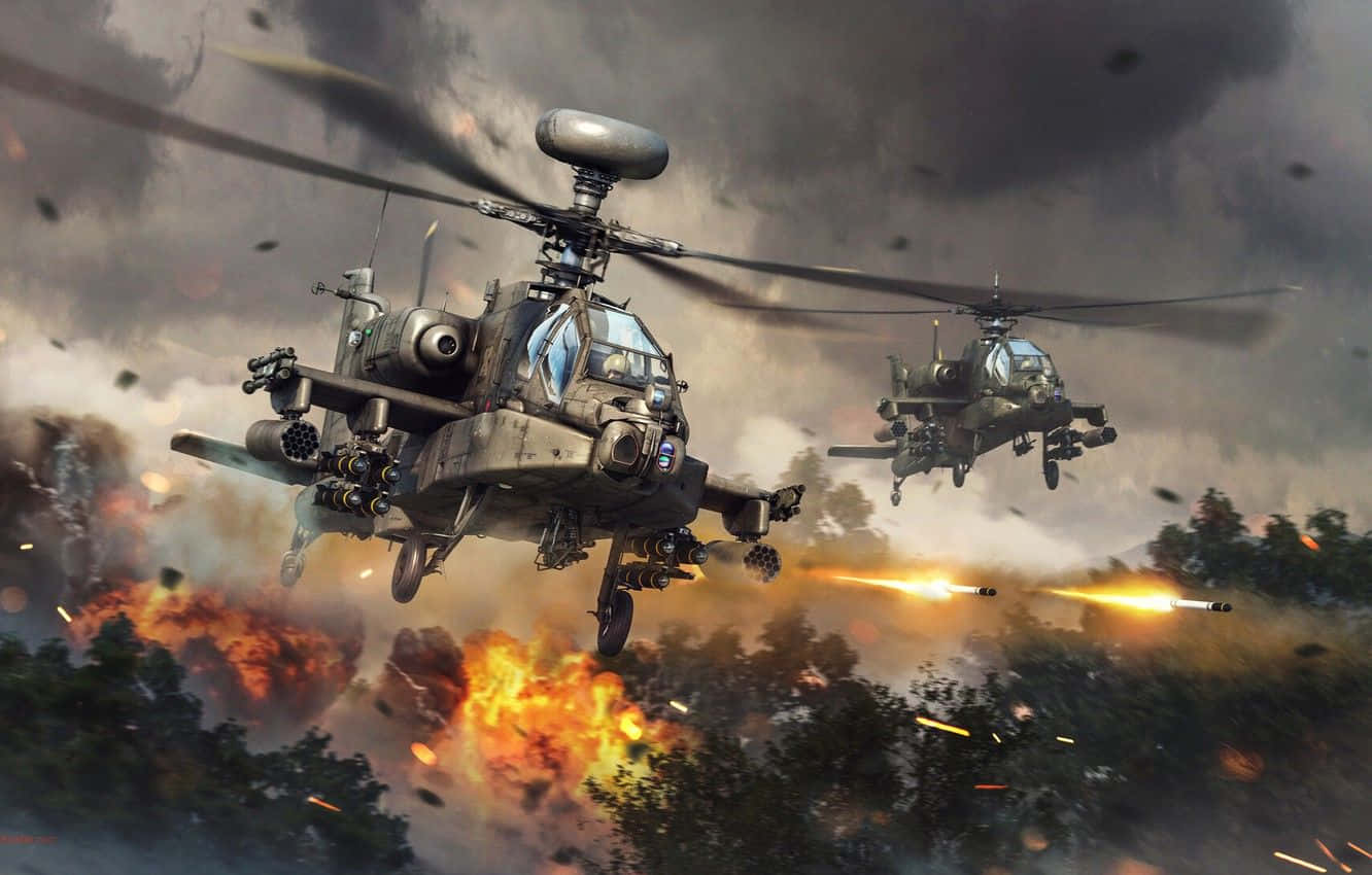 โบอิ้ง AH-64 Apache อันยิ่งใหญ่ - นักรบแห่งท้องฟ้าสีรุ้ง วอลเปเปอร์