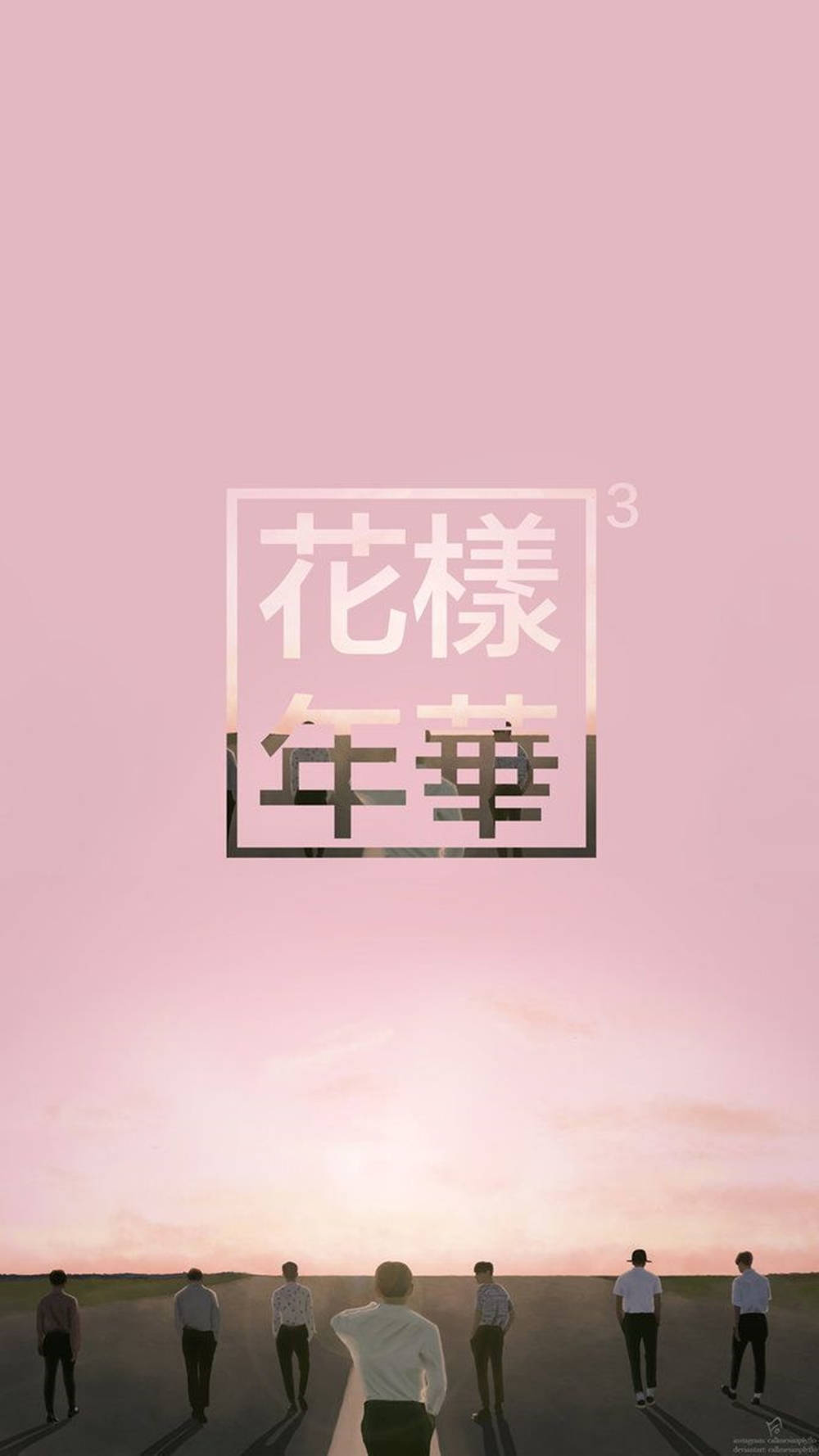 โปสเตอร์หน้าจอมือถือ BTS สีชมพูสไตล์เก๋ วอลเปเปอร์
