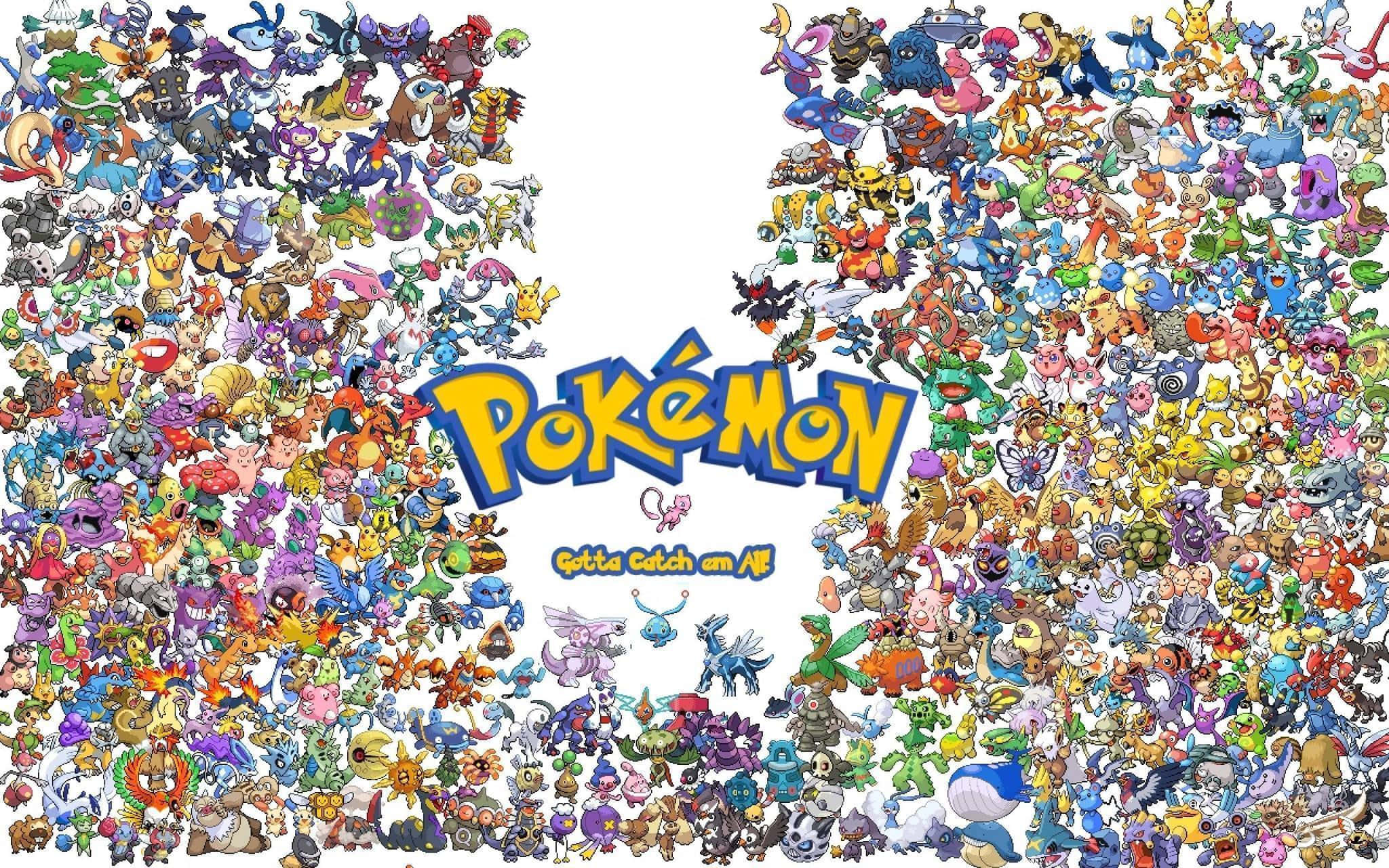 โปสเตอร์โปเกมอนตำนานทุกตัวพื้นหลังสีขาว วอลเปเปอร์