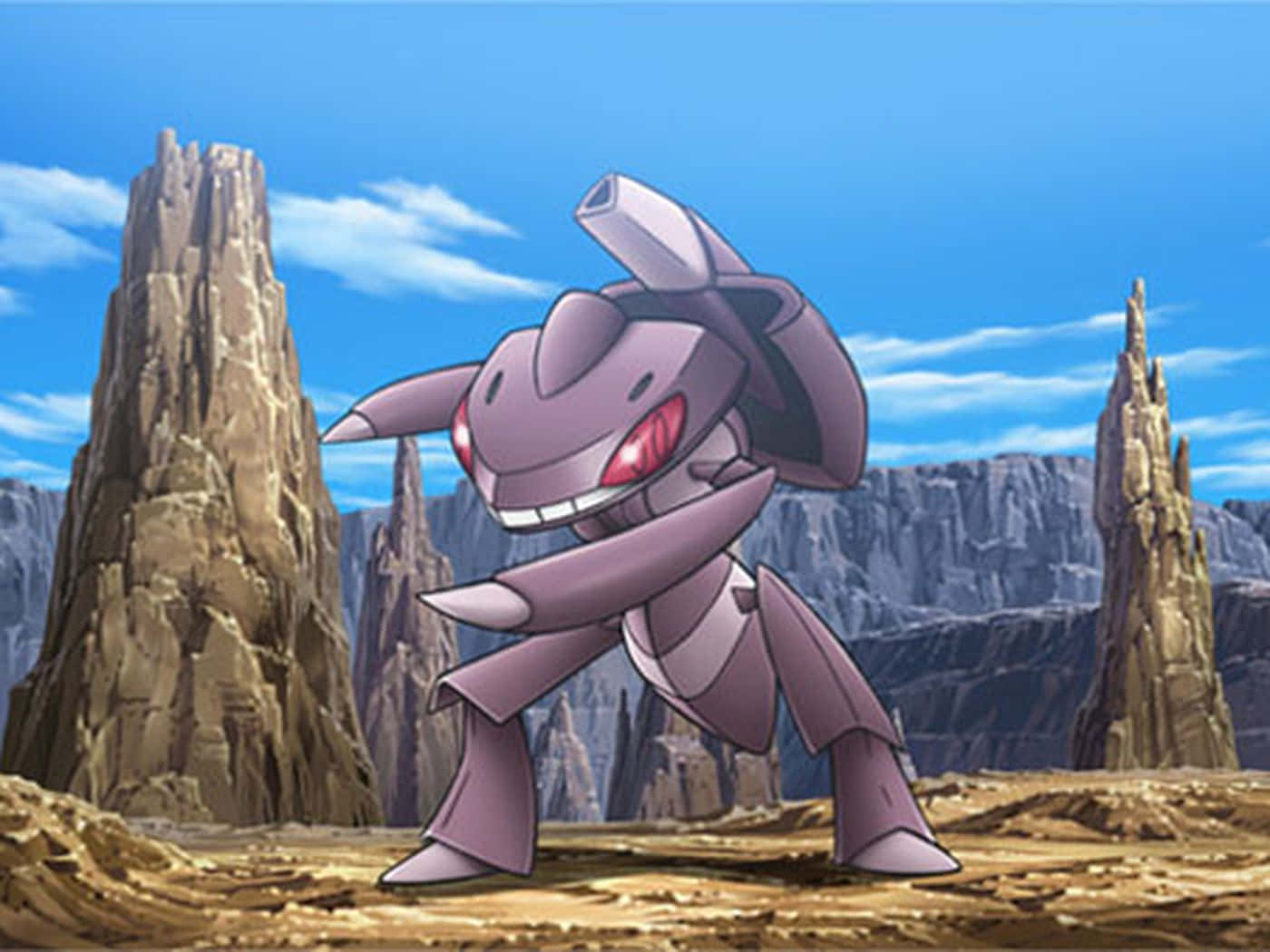 โปเกมอนเจเนเซกต์บนภูมิประเทศขรุขระ วอลเปเปอร์