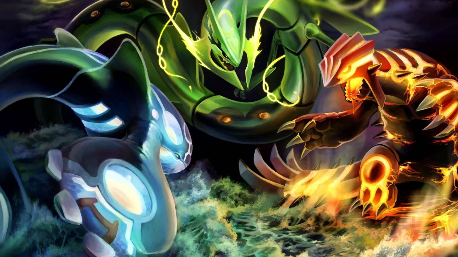 วอลเปเปอร์โปเกมอนในตำนานสามตัวกำลังต่อสู้ — โปเกมอน วอลเปเปอร์