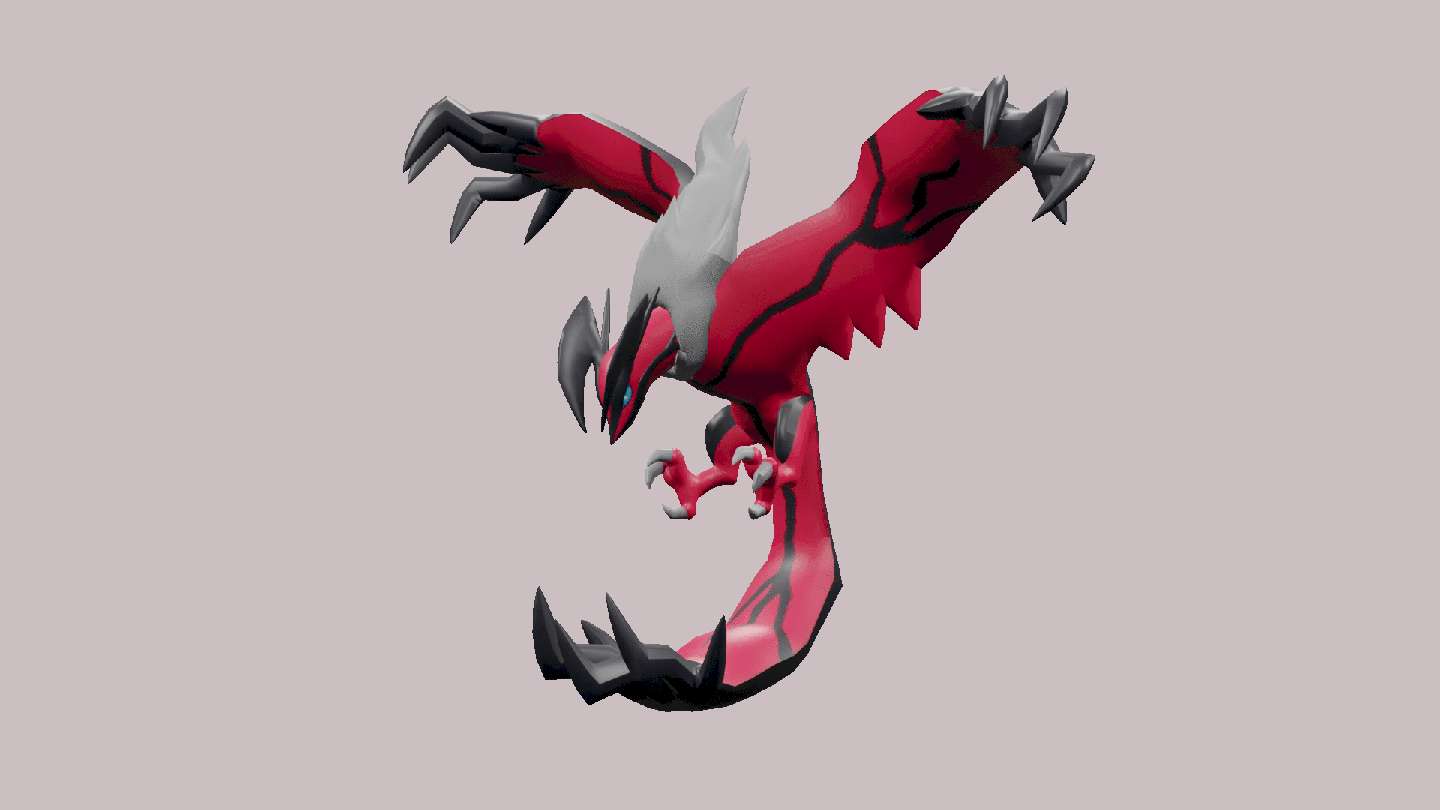 โปเกมอนในตำนาน Yveltal บนพื้นหลังสีขาว วอลเปเปอร์