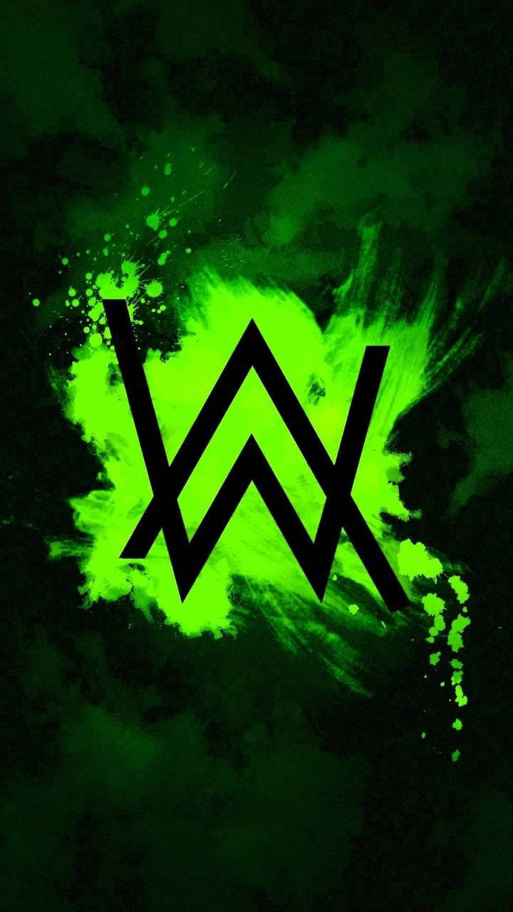 โลโก้ Alan Walker สีเขียวนีออนและดำ วอลเปเปอร์