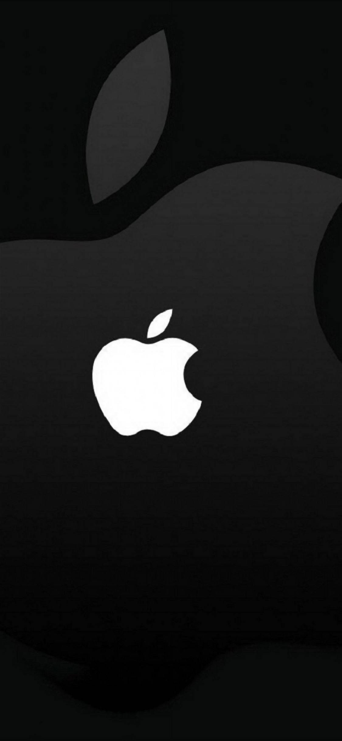โลโก้ Apple สีขาวบนพื้นดำ iPhone วอลเปเปอร์