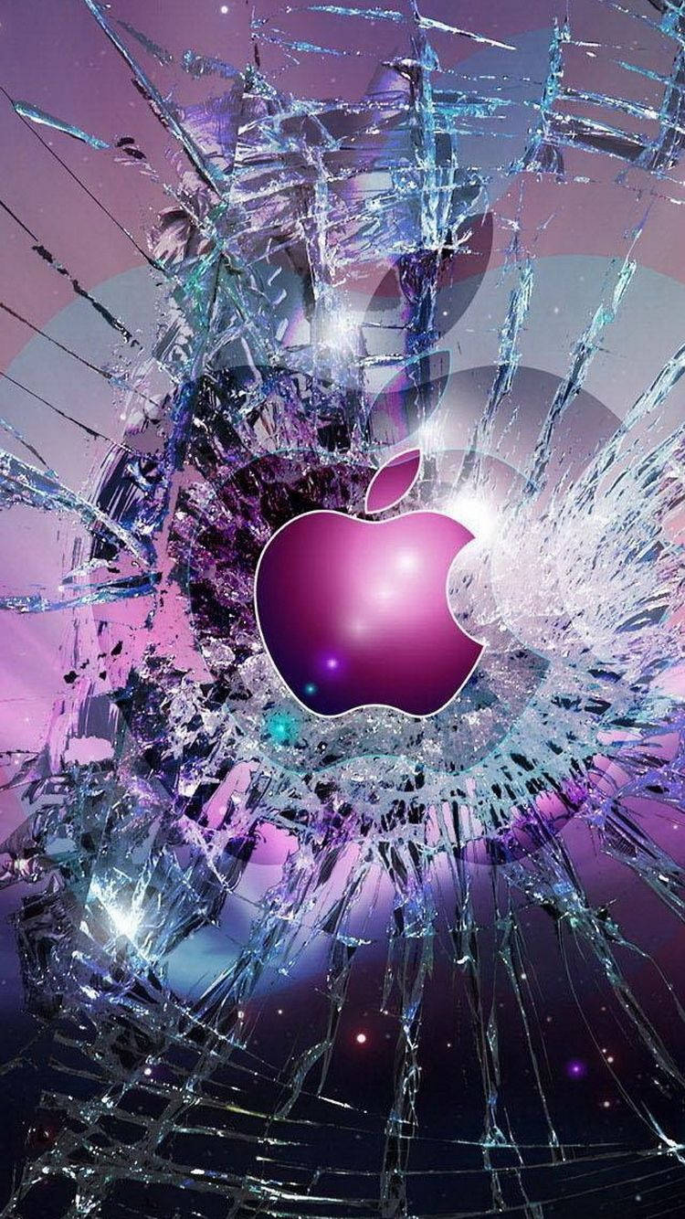 โลโก้ Apple สีม่วงบน iPhone