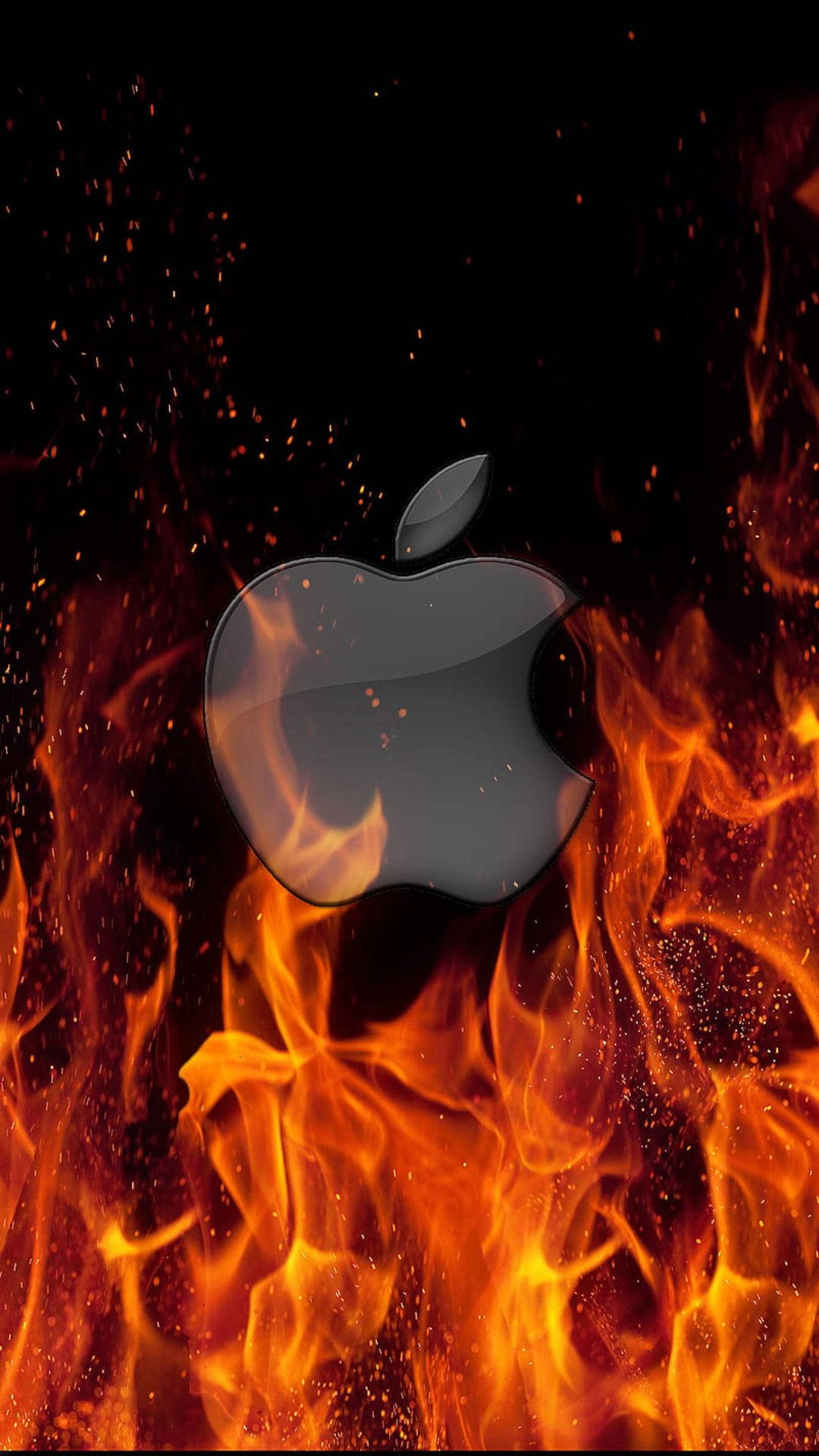 โลโก้ Apple สีสันไฟแรงบน iPhone วอลเปเปอร์