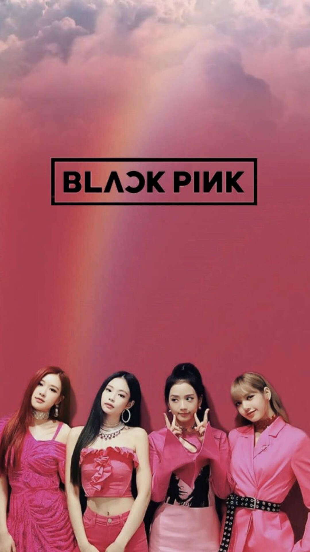 โลโก้ Blackpink บนสายรุ้ง วอลเปเปอร์
