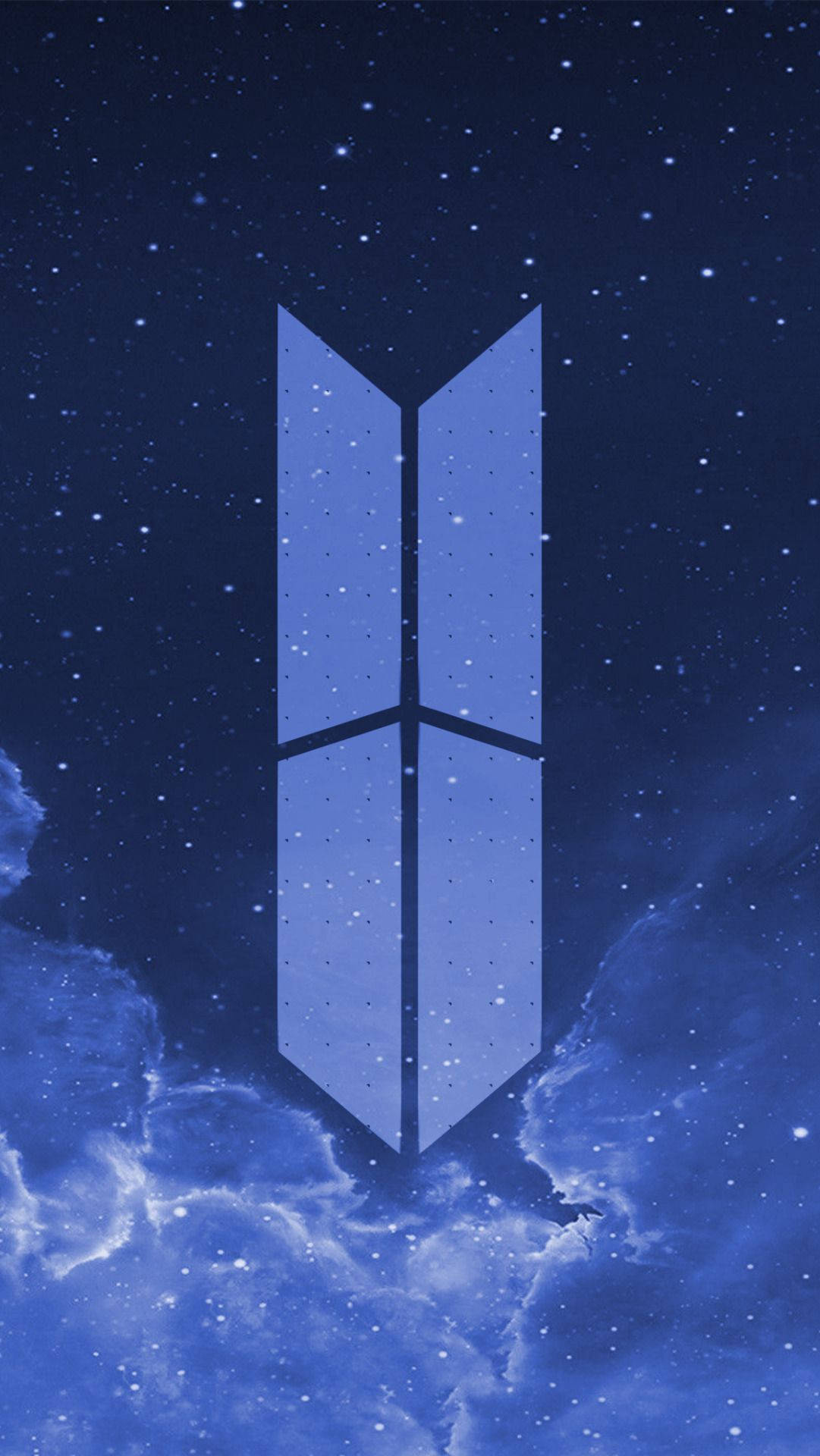 โลโก้ BTS สีน้ำเงินในอวกาศ วอลเปเปอร์